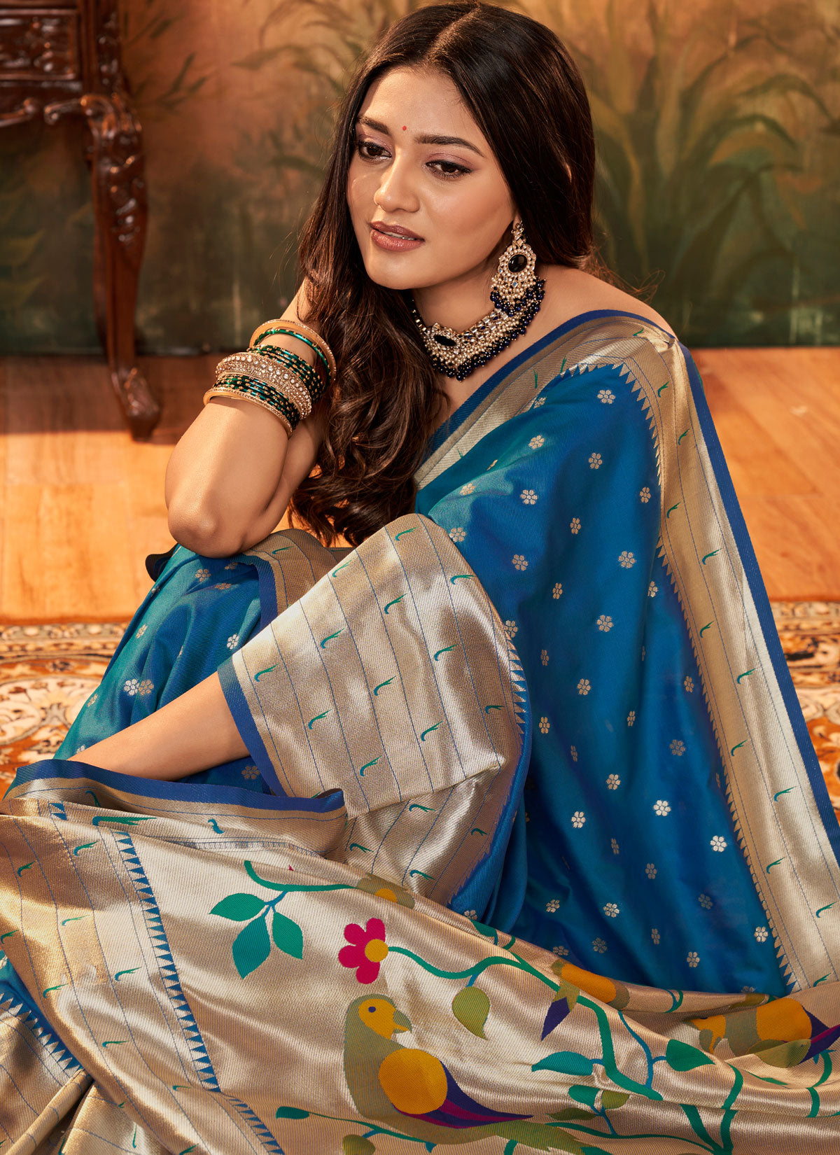 Paithani Silk Traditional Saree With Woven Work For Women