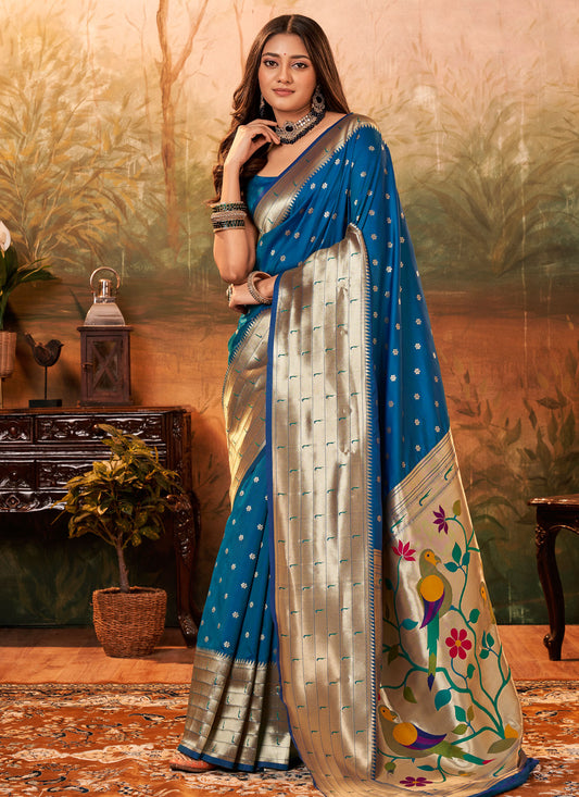Paithani Silk Traditional Saree With Woven Work For Women