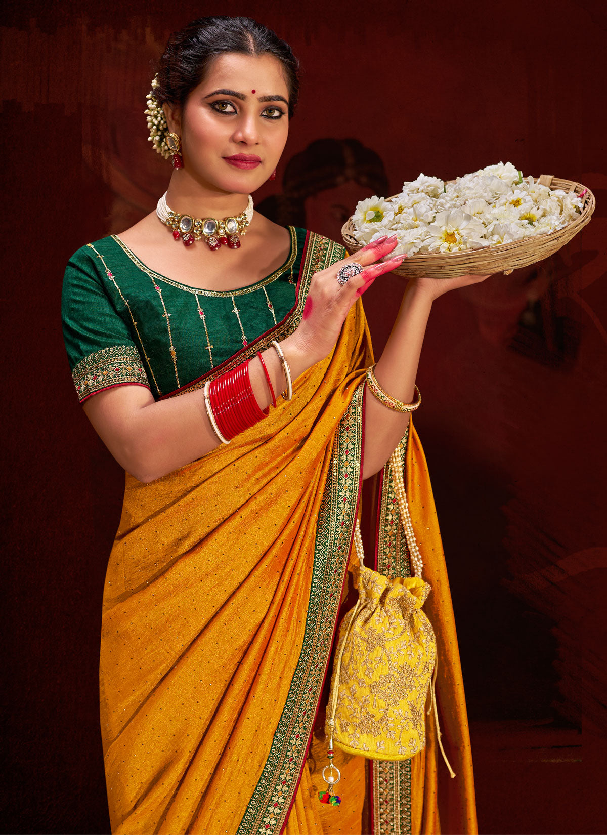 Embroidered Work Trendy Saree For Ceremonial In Mustard