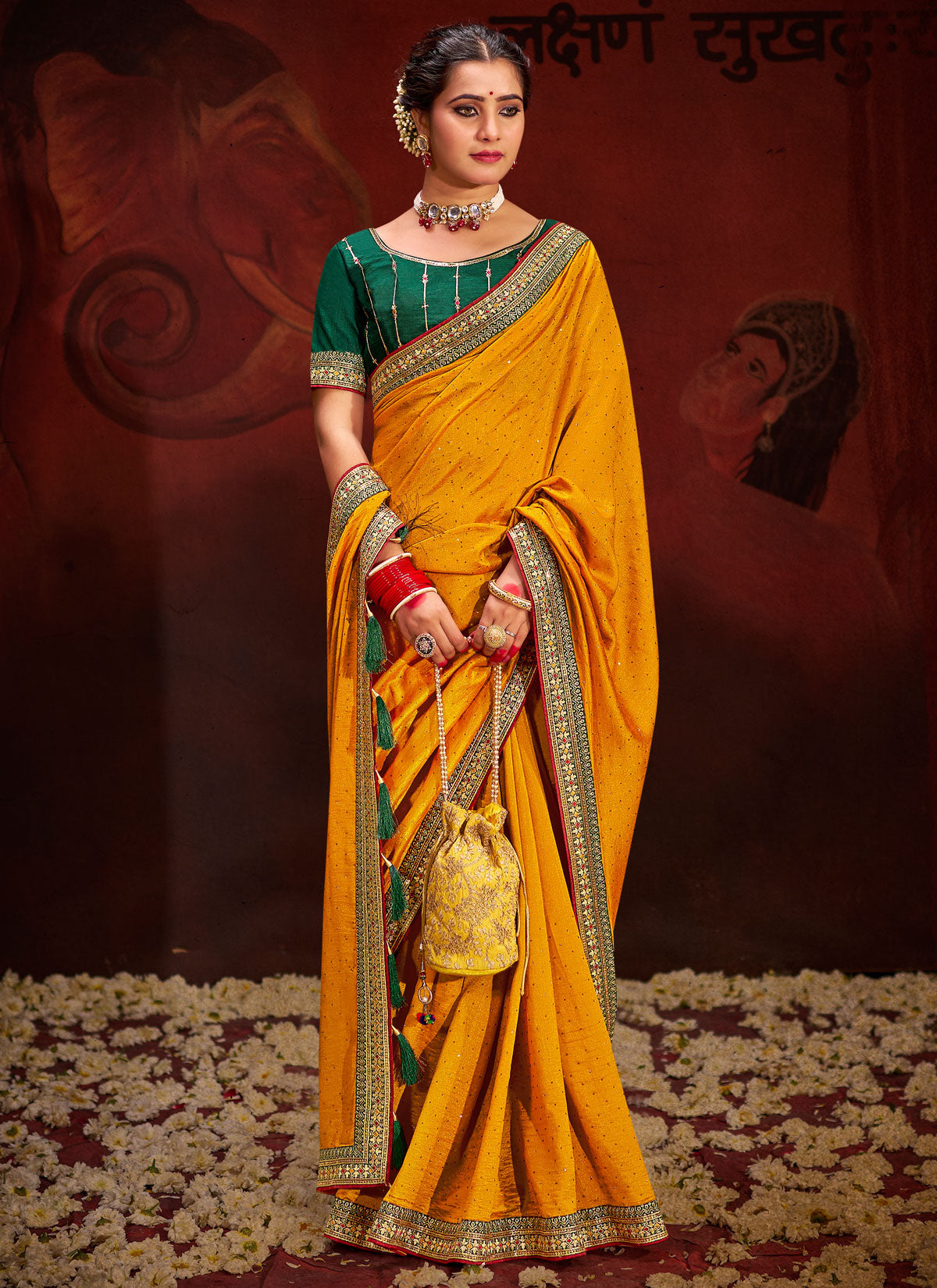 Embroidered Work Trendy Saree For Ceremonial In Mustard