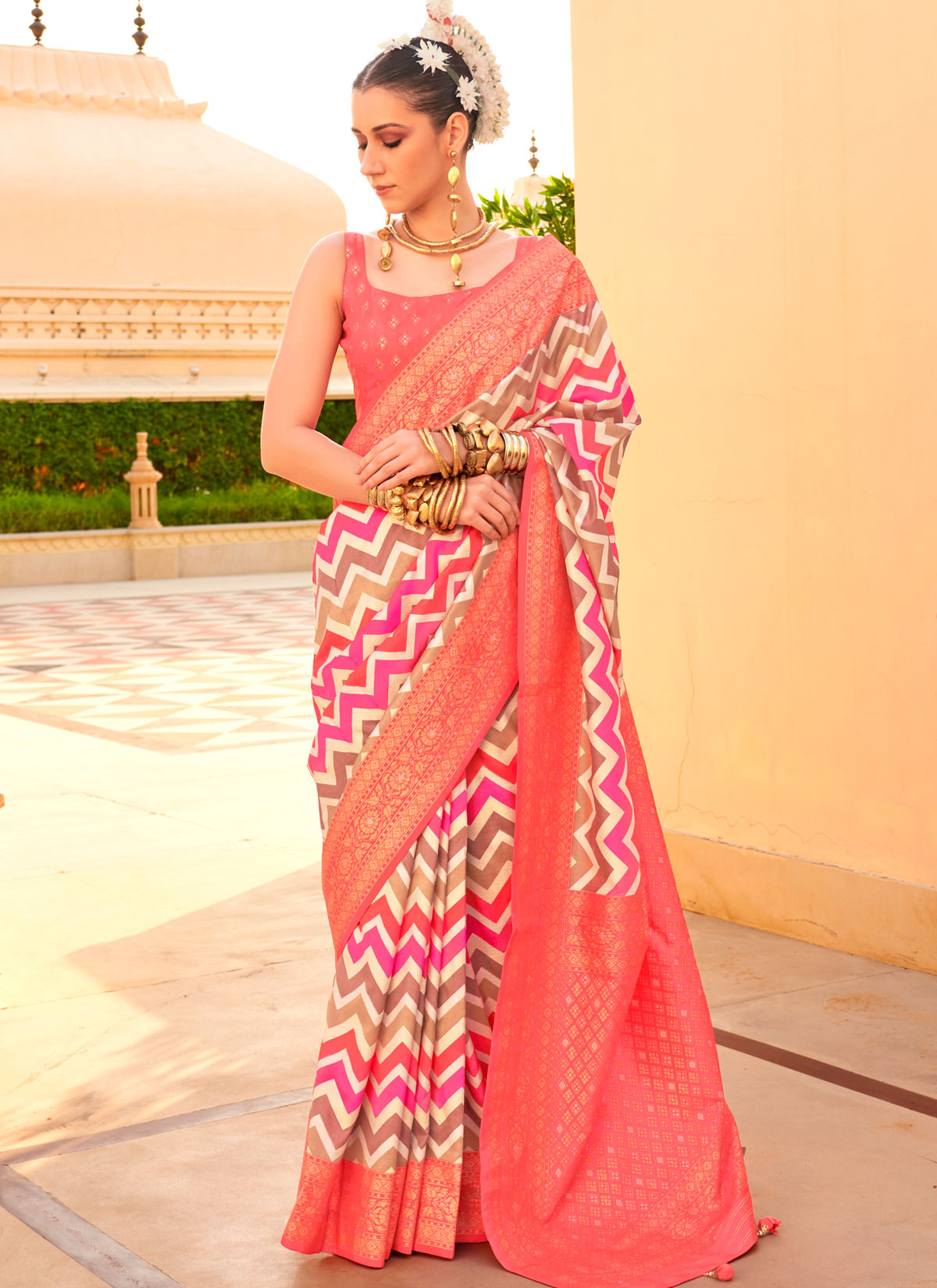 Multi Color Viscose Silk Woven Work Classic Saree For Women
