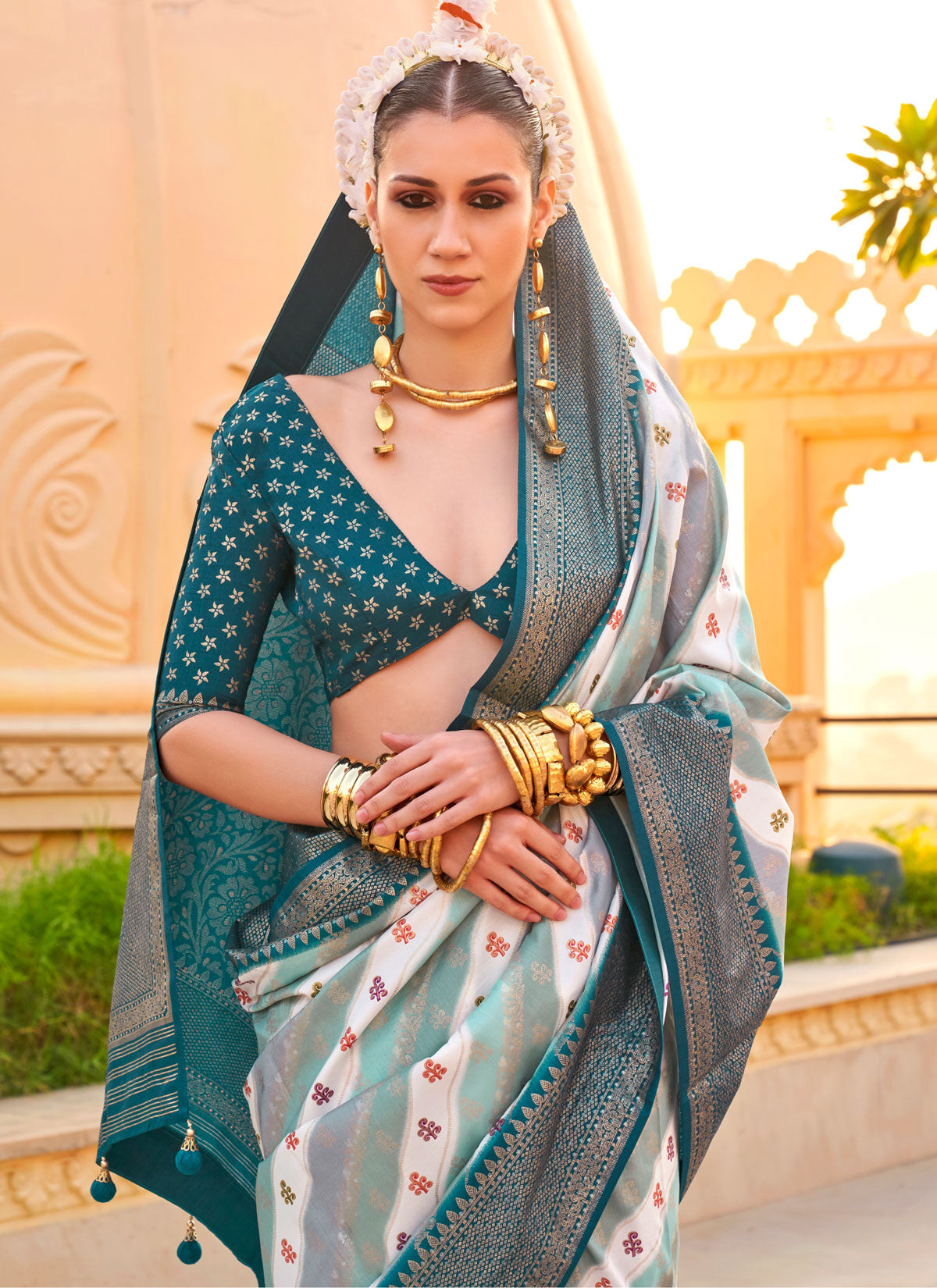 Viscose Silk Classic Saree With Woven Work For Party In Multi Color