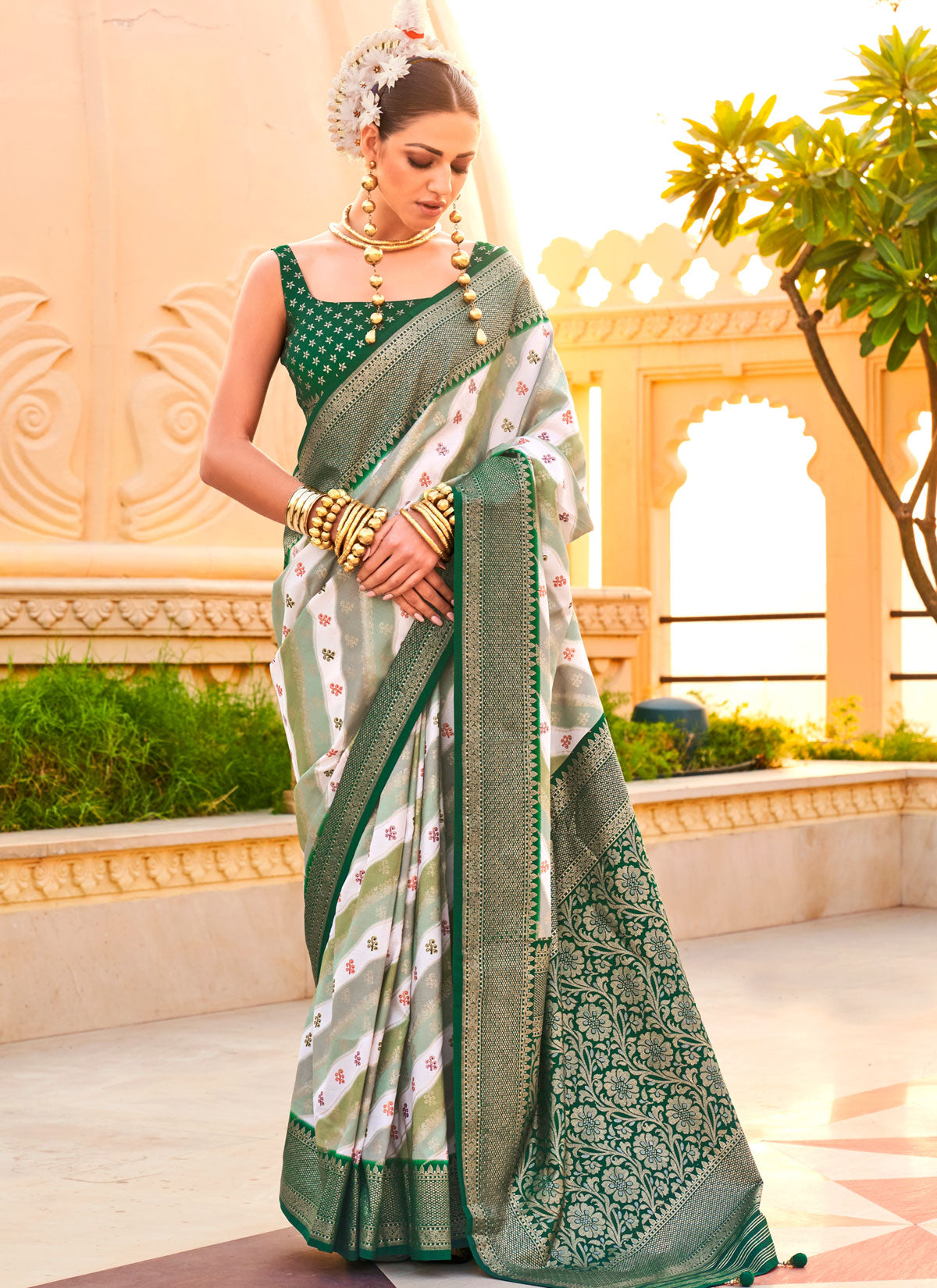 Multi Color Viscose Silk Woven Work Classic Saree For Women
