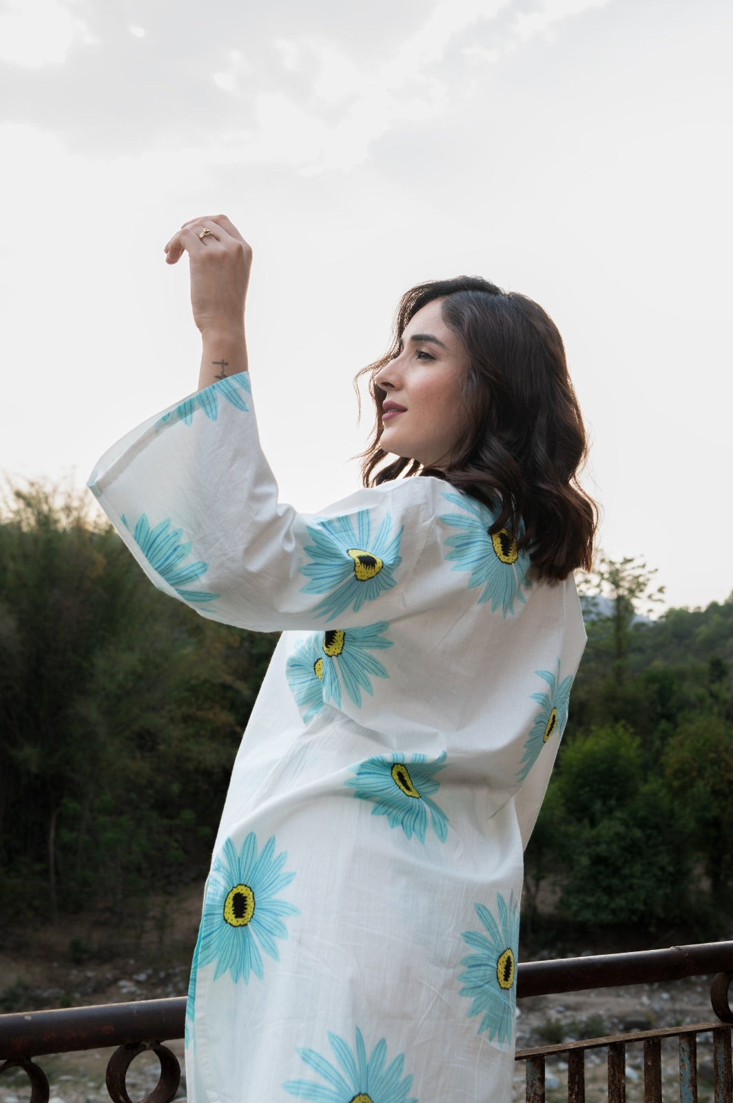 Mandarin Collar Floral Printed Pure Cotton co-ord set