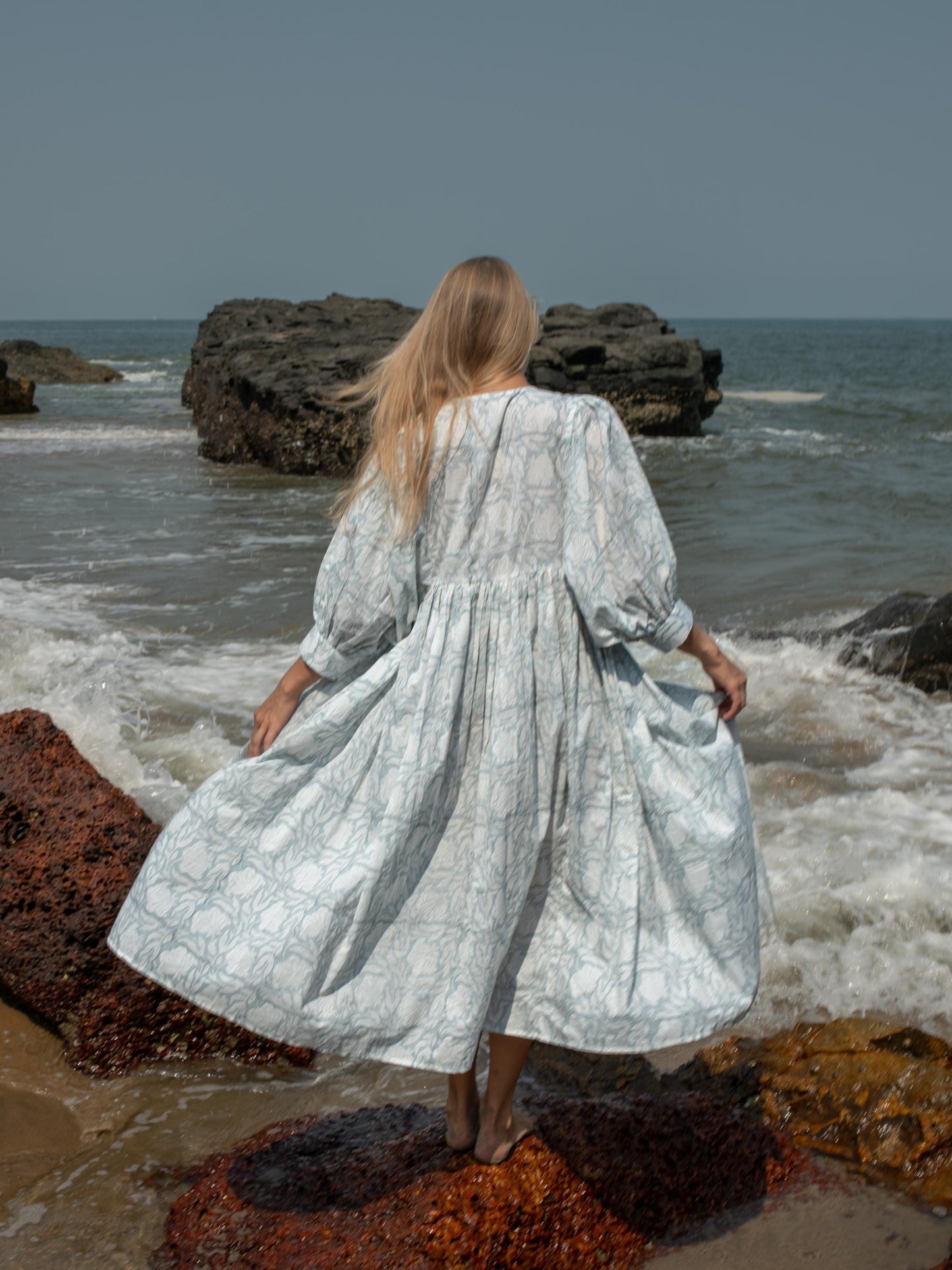 Floral Hand Block Print Kyra Maxi Dress | Bohemian Cotton Dress | Summer Dresses for Women | String Closer Custom Boho Dress Gift For Mom