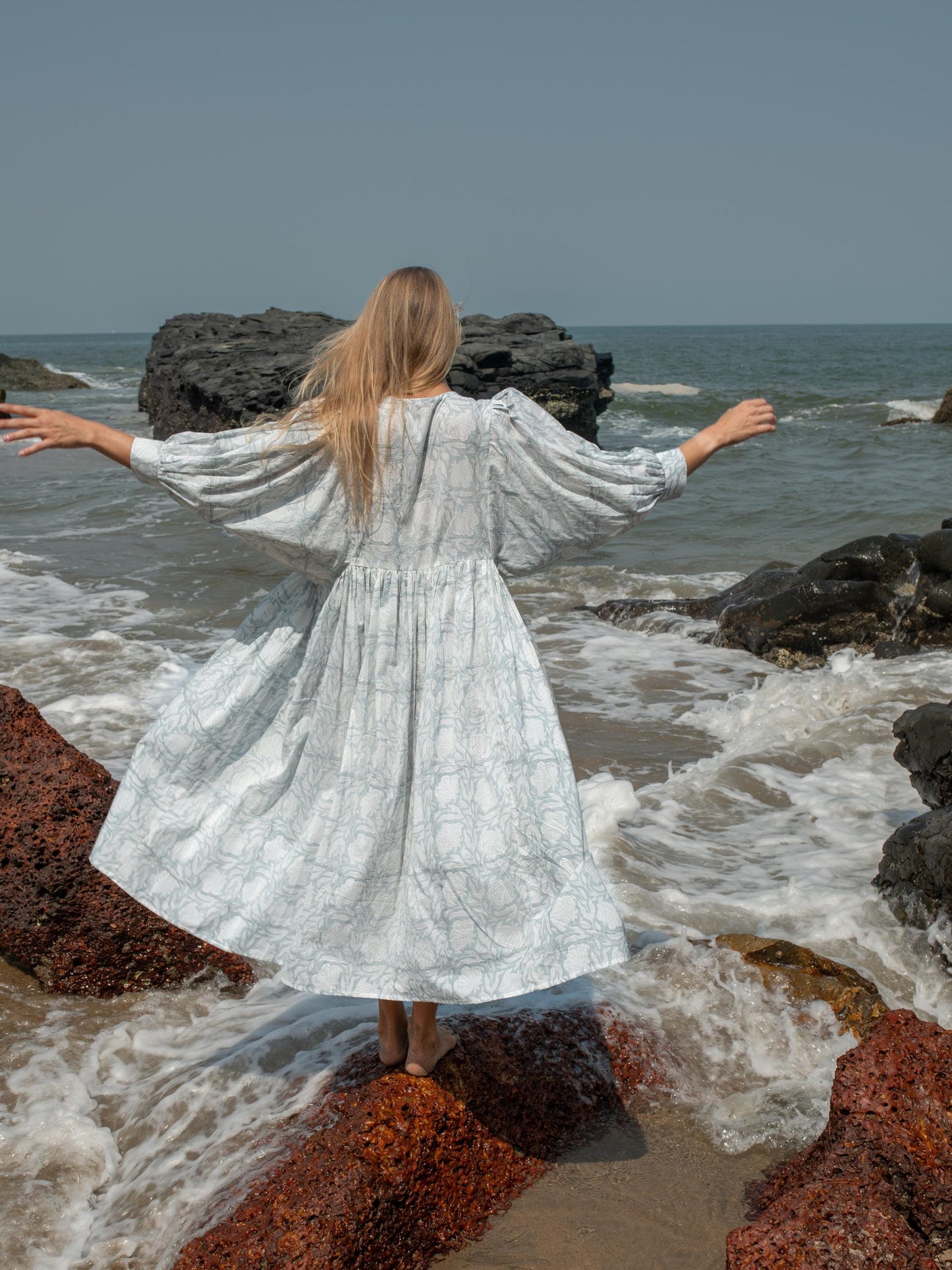 Floral Hand Block Print Kyra Maxi Dress | Bohemian Cotton Dress | Summer Dresses for Women | String Closer Custom Boho Dress Gift For Mom