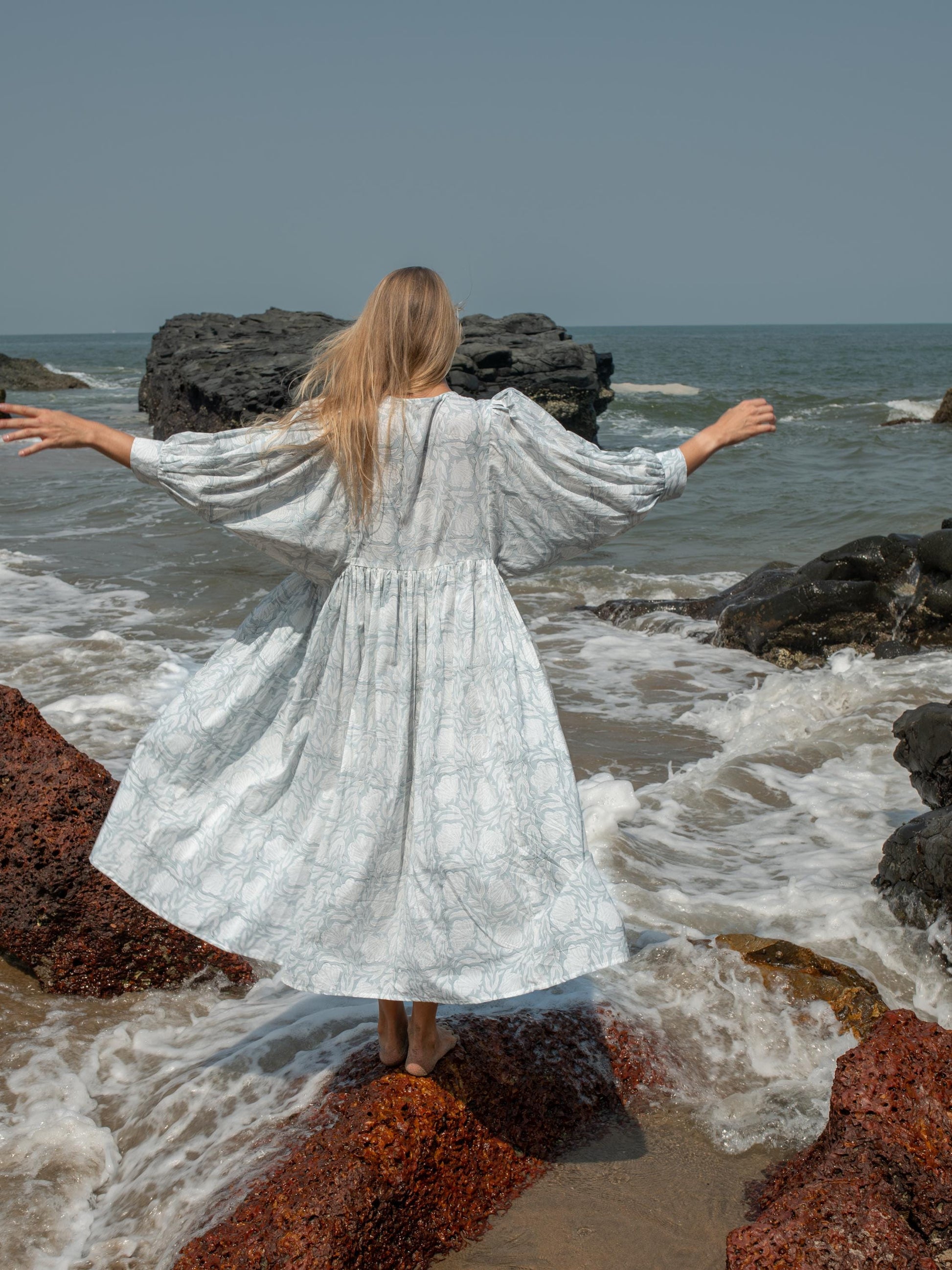 Floral Hand Block Print Kyra Maxi Dress | Bohemian Cotton Dress | Summer Dresses for Women | String Closer Custom Boho Dress Gift For Mom