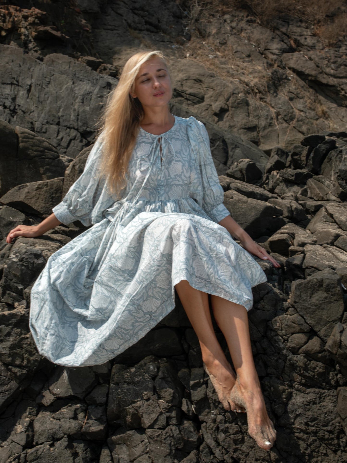 Floral Hand Block Print Kyra Maxi Dress | Bohemian Cotton Dress | Summer Dresses for Women | String Closer Custom Boho Dress Gift For Mom