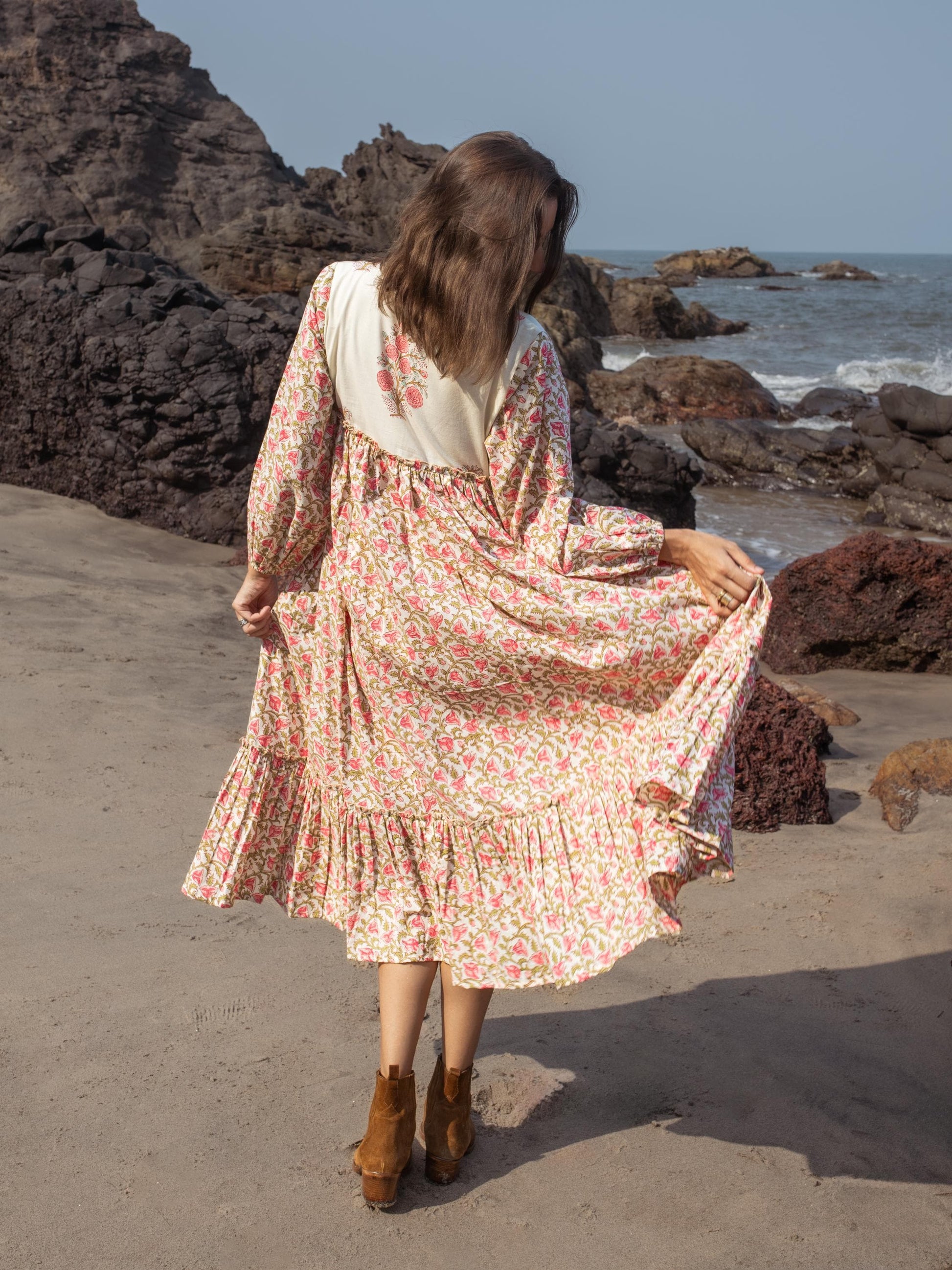 Floral Hand Block Print Maxi Dress | Boho Cotton Dress | Summer Dresses for Women | Indian Long Maxi Dress, Floral Print Cotton Custom Dress