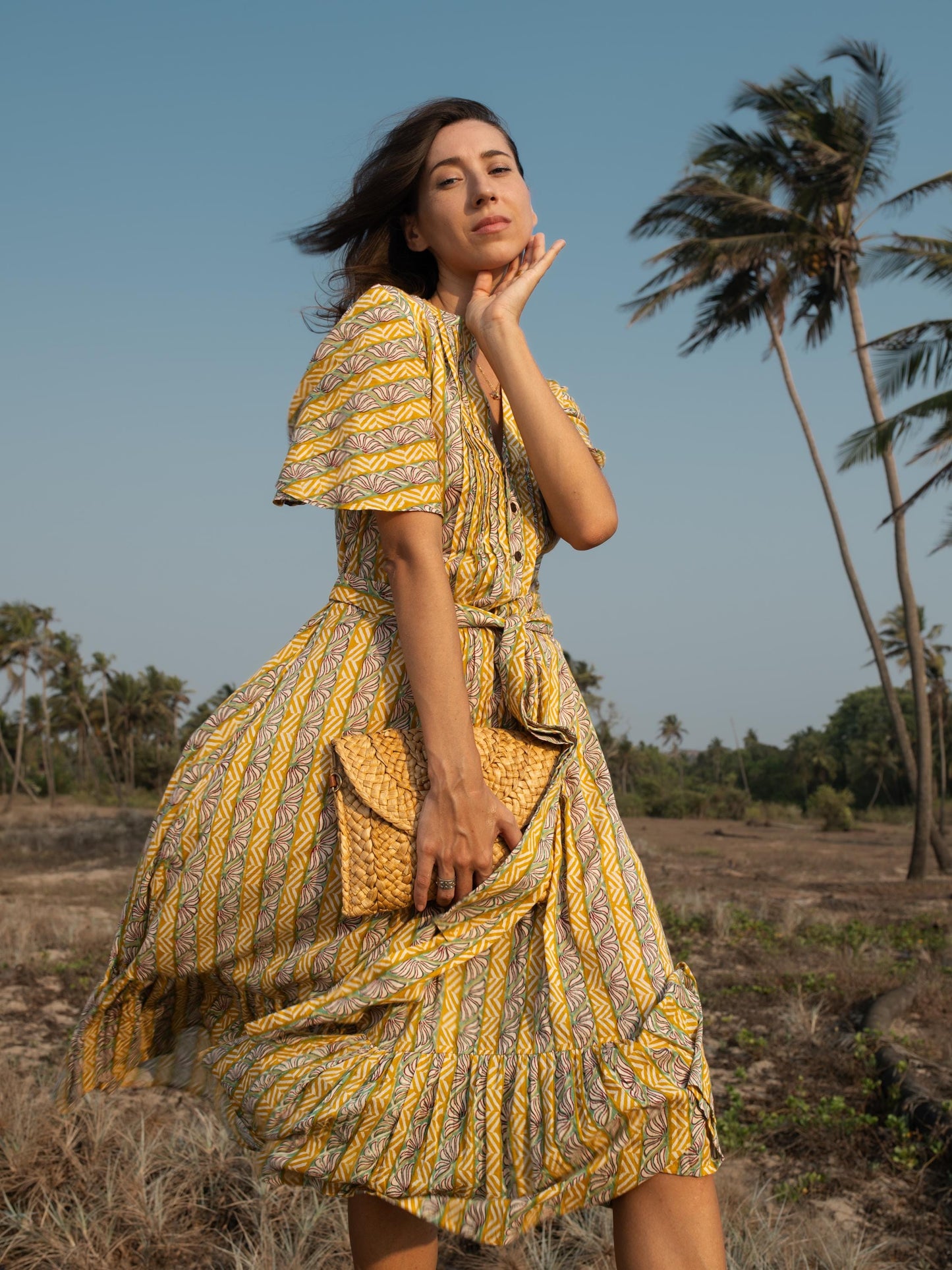 Hand Block Print Dress, Floral Maxi Dress, Summer Butter Yellow Dress, Indian Cotton Custom Dress, Bohemian Gypsy Dress, Beach Wedding Dress