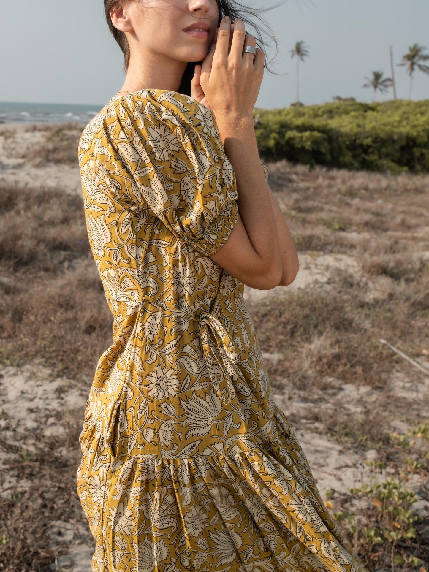 Hand Block Print Warp Dress, Long Maxi Dress, Summer Tiered Cotton Custom Dress, Boho Gypsy Midi Dress, Honeymoon Wedding Dress Plus Size