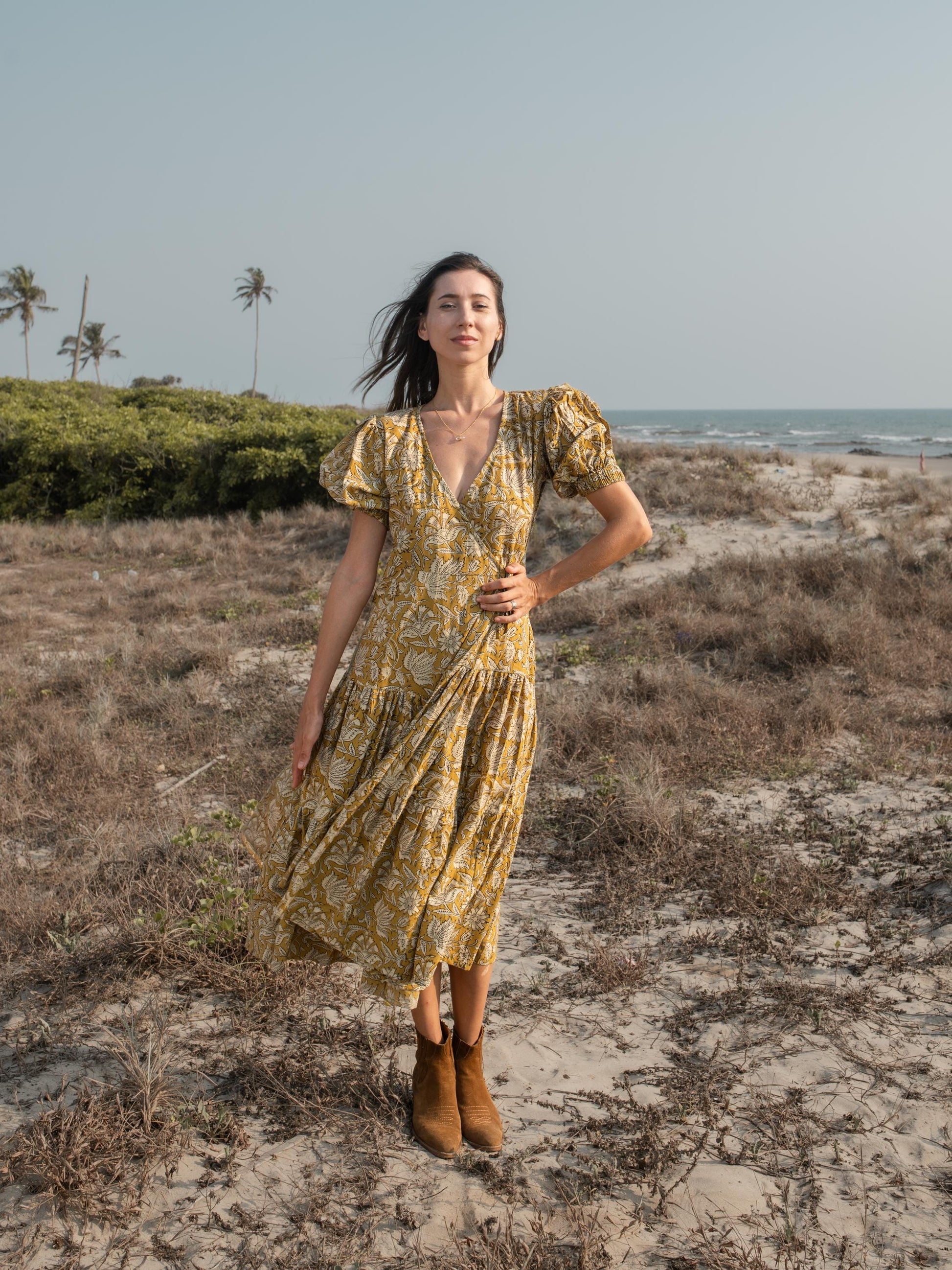 Hand Block Print Warp Dress, Long Maxi Dress, Summer Tiered Cotton Custom Dress, Boho Gypsy Midi Dress, Honeymoon Wedding Dress Plus Size