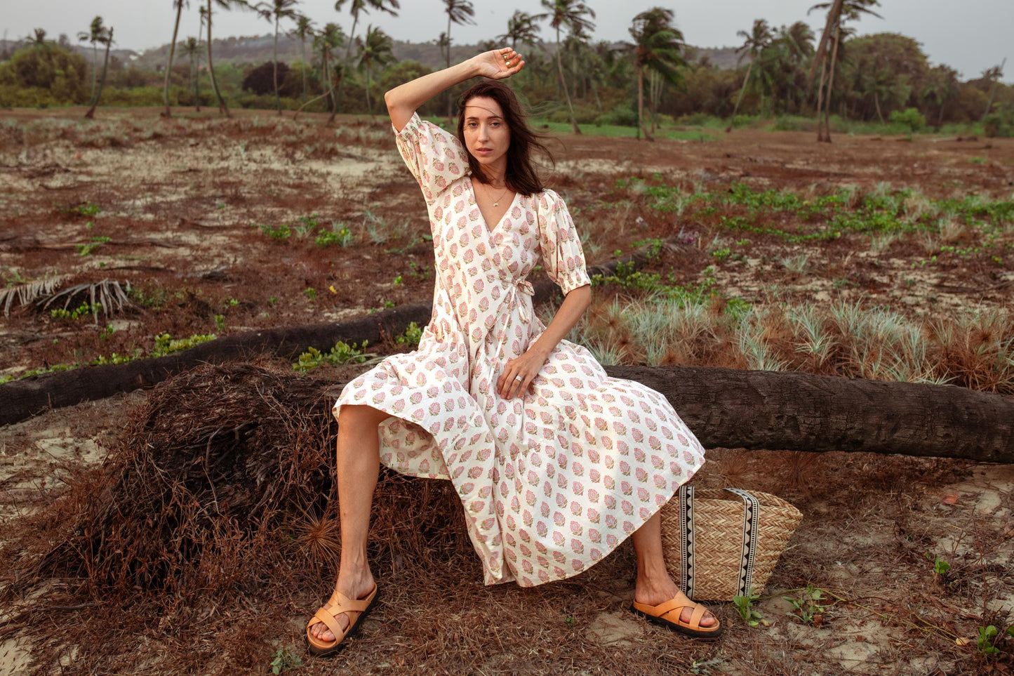 Cotton Long Maxi Warp Dress, Indian Block Print Dress, Tiered Cotton Custom Comfy Dress, Boho Puff Sleeve Dress, Honeymoon Wedding Dress