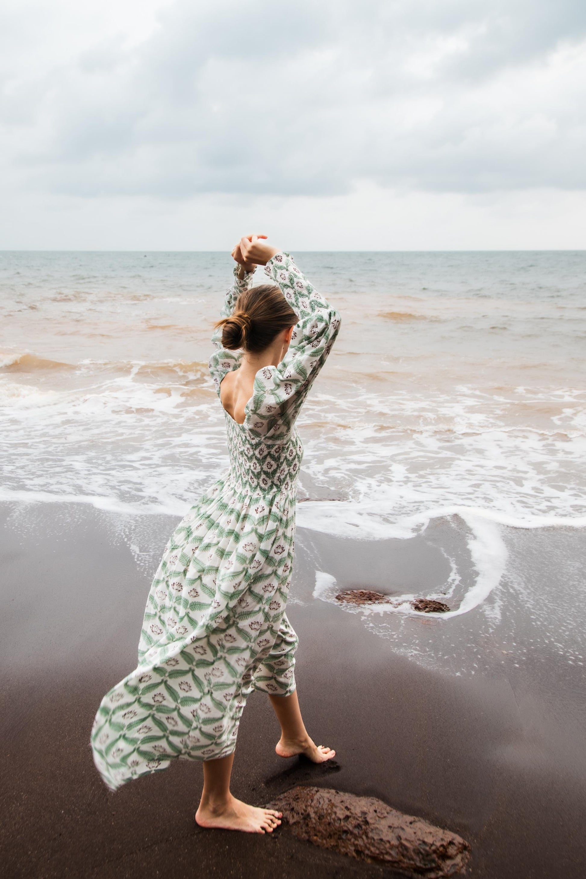 Hand Block Print Off Shoulder Dress, Floral Maxi Dress, Summer Indian Dress, Bohemian Gypsy Dress, Beach Wedding Dress, Long Sleeve Dress