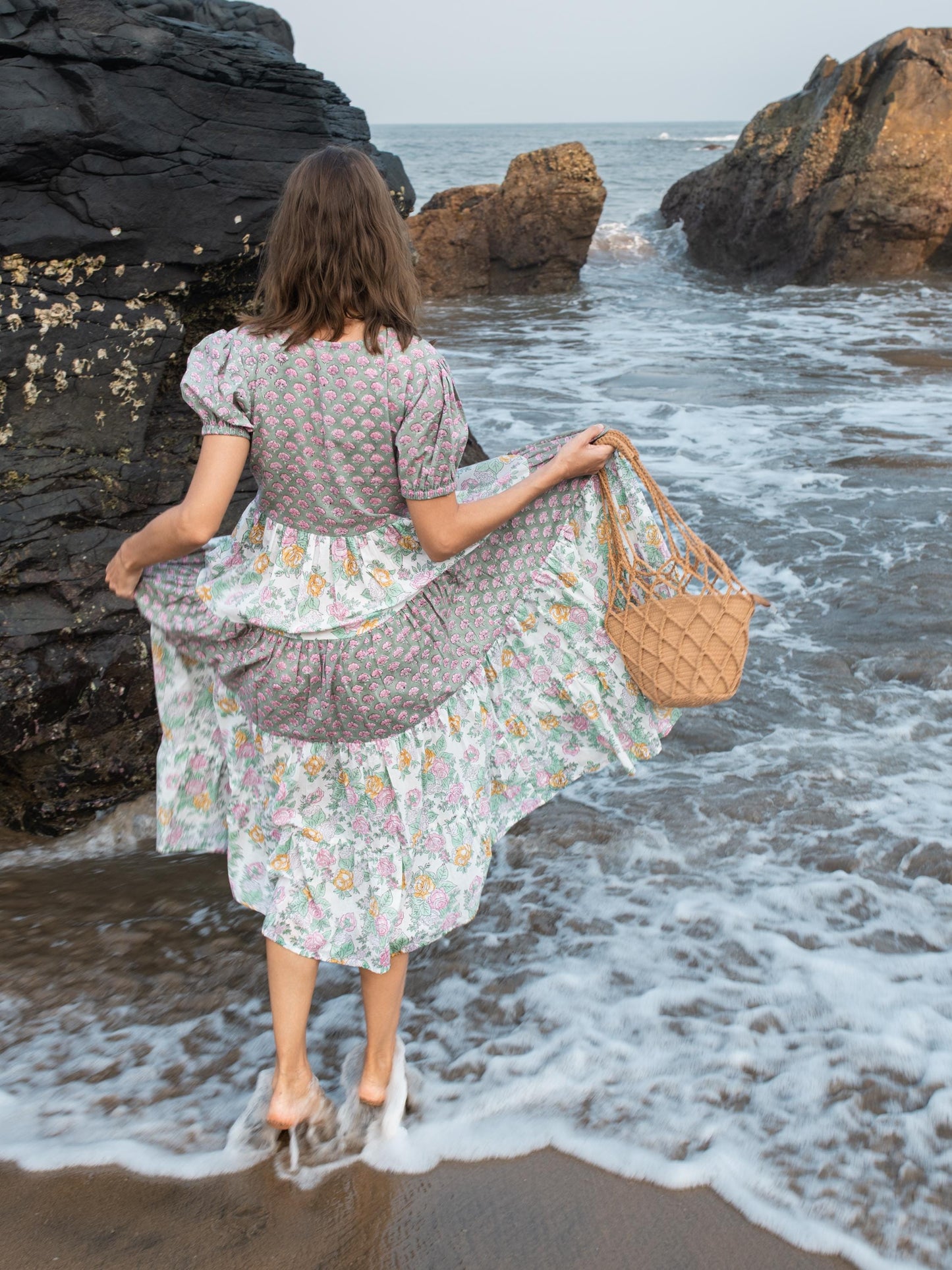 Block print dress, Women dress, Cotton Summer Dress, Floral Boho Beach Wedding Dress, Vacation Bohemian Long Maxi Pregnancy Button Dress