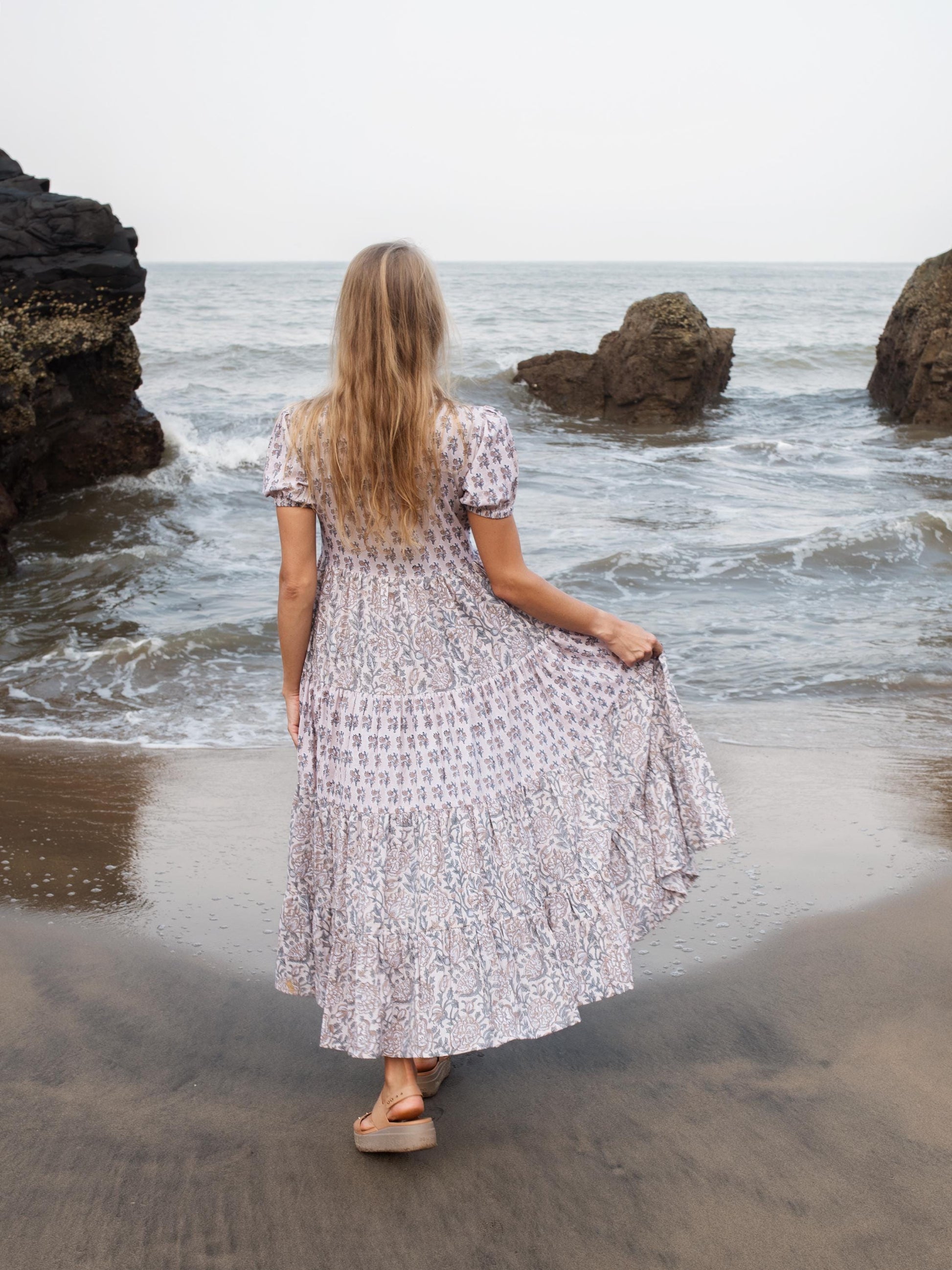Block print dress, Casual dress, Cotton Summer Dress, Floral Boho Beach Wedding Dress, Vacation Bohemian Long Maxi Pregnancy Button Dress