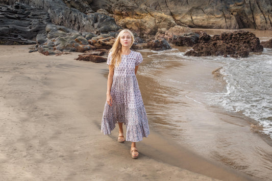 Block print dress, Casual dress, Cotton Summer Dress, Floral Boho Beach Wedding Dress, Vacation Bohemian Long Maxi Pregnancy Button Dress