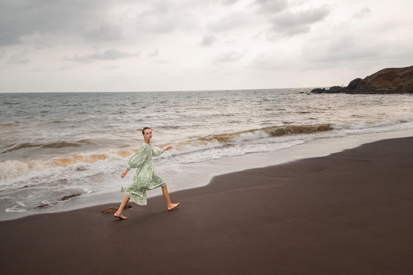 Sage Green Block Printed Summer Holiday Festive Dress Floral Cotton Bohemian Sundress Women Long Maxi Midi Women Dress Gift For Loved Wife
