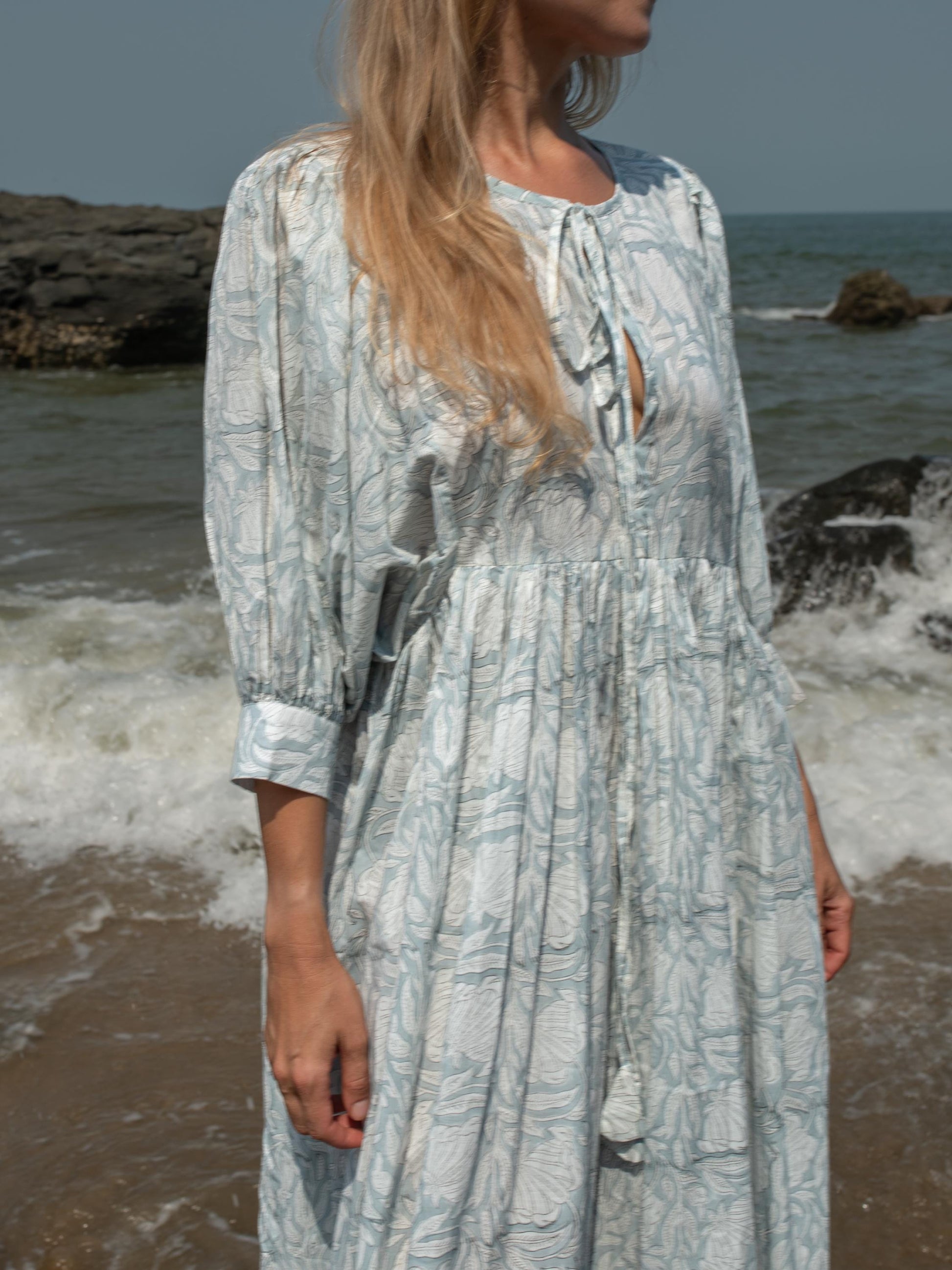 Floral Hand Block Print Kyra Maxi Dress | Bohemian Cotton Dress | Summer Dresses for Women | String Closer Custom Boho Dress Gift For Mom