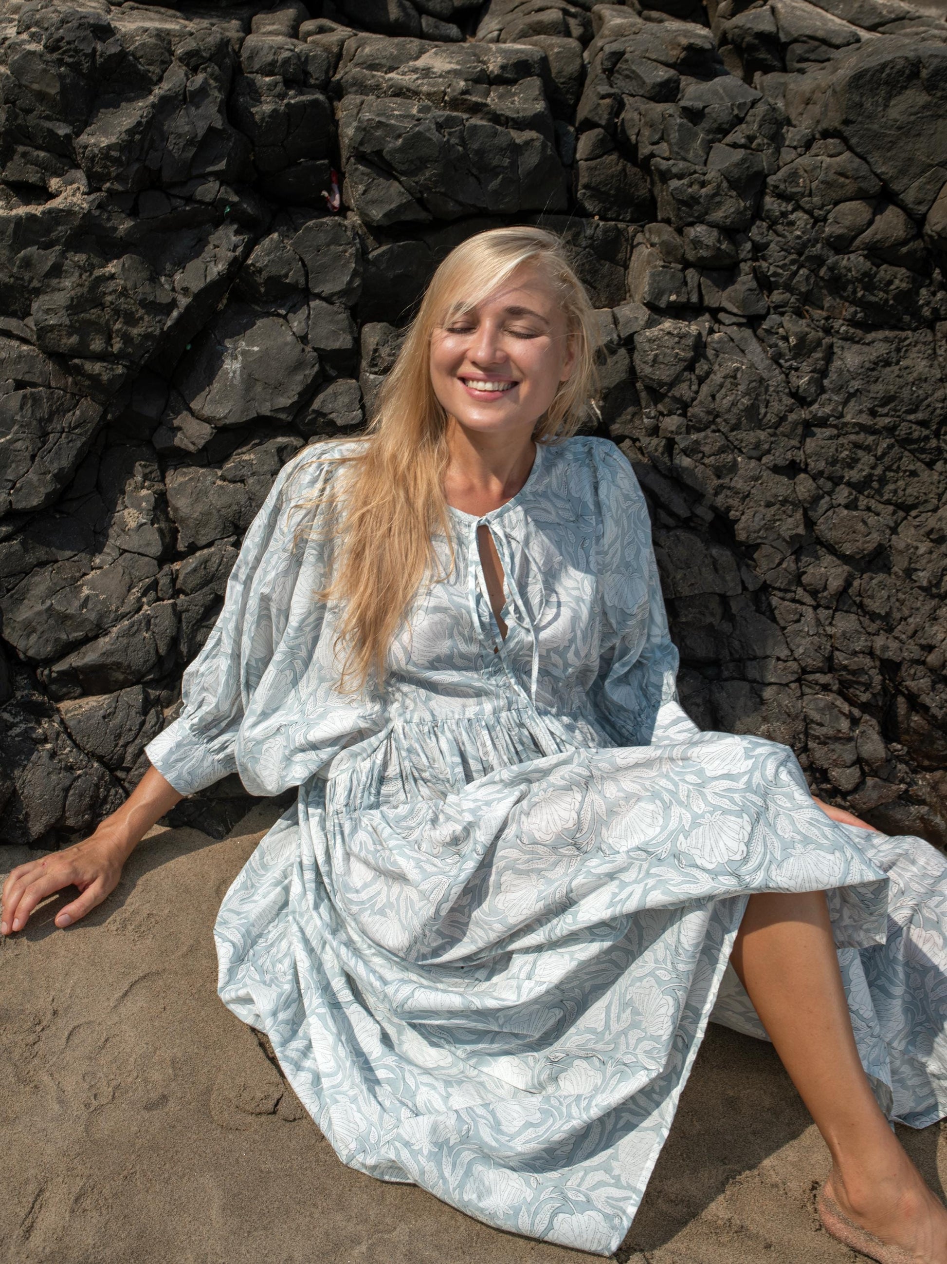 Floral Hand Block Print Kyra Maxi Dress | Bohemian Cotton Dress | Summer Dresses for Women | String Closer Custom Boho Dress Gift For Mom