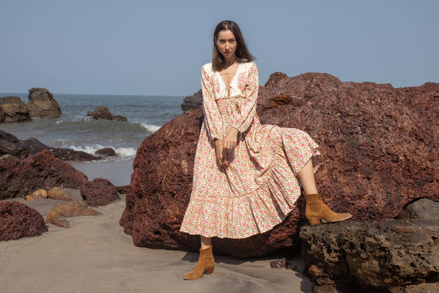 Floral Hand Block Print Maxi Dress | Boho Cotton Dress | Summer Dresses for Women | Indian Long Maxi Dress, Floral Print Cotton Custom Dress