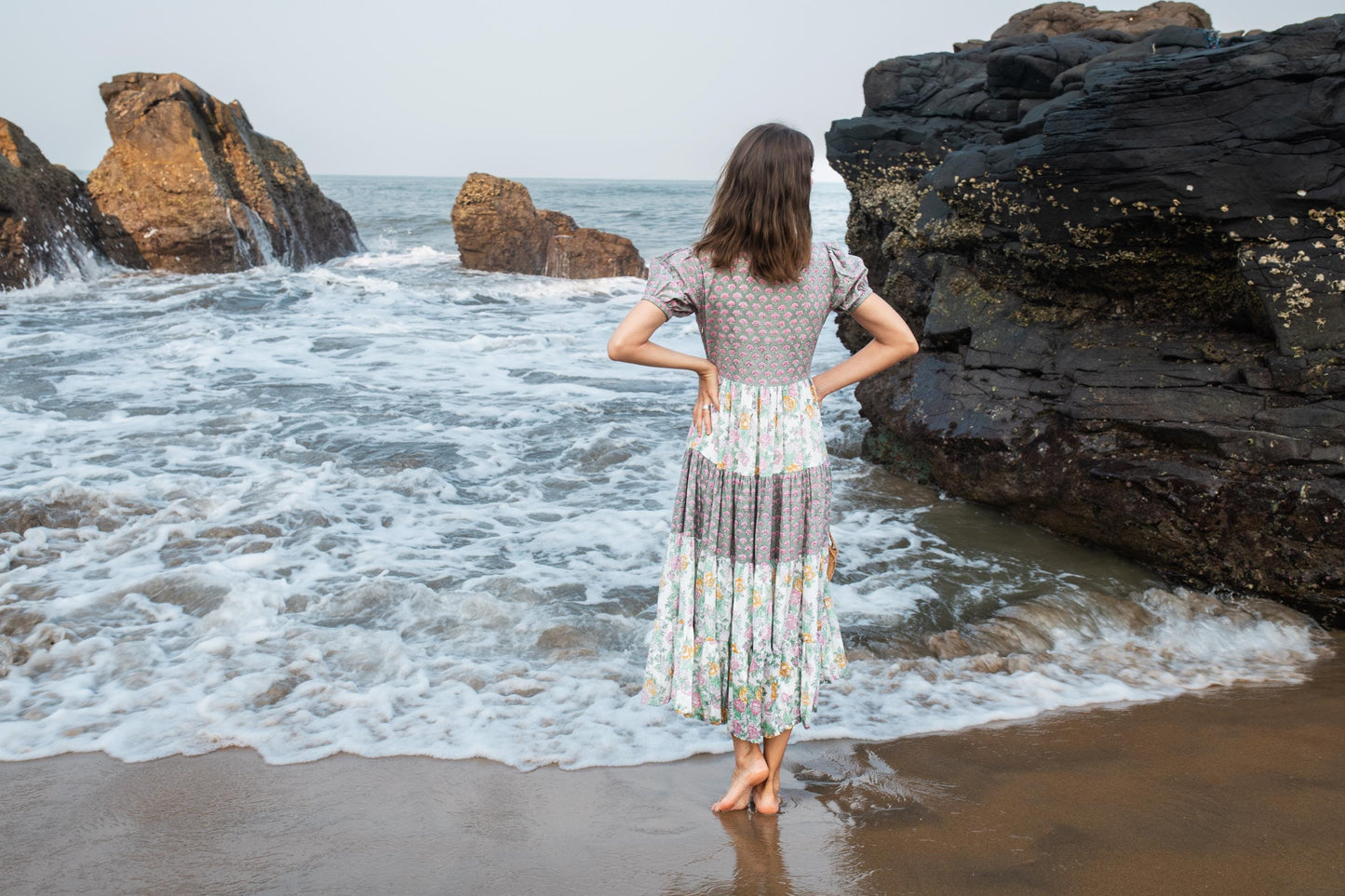 Block print dress, Women dress, Cotton Summer Dress, Floral Boho Beach Wedding Dress, Vacation Bohemian Long Maxi Pregnancy Button Dress