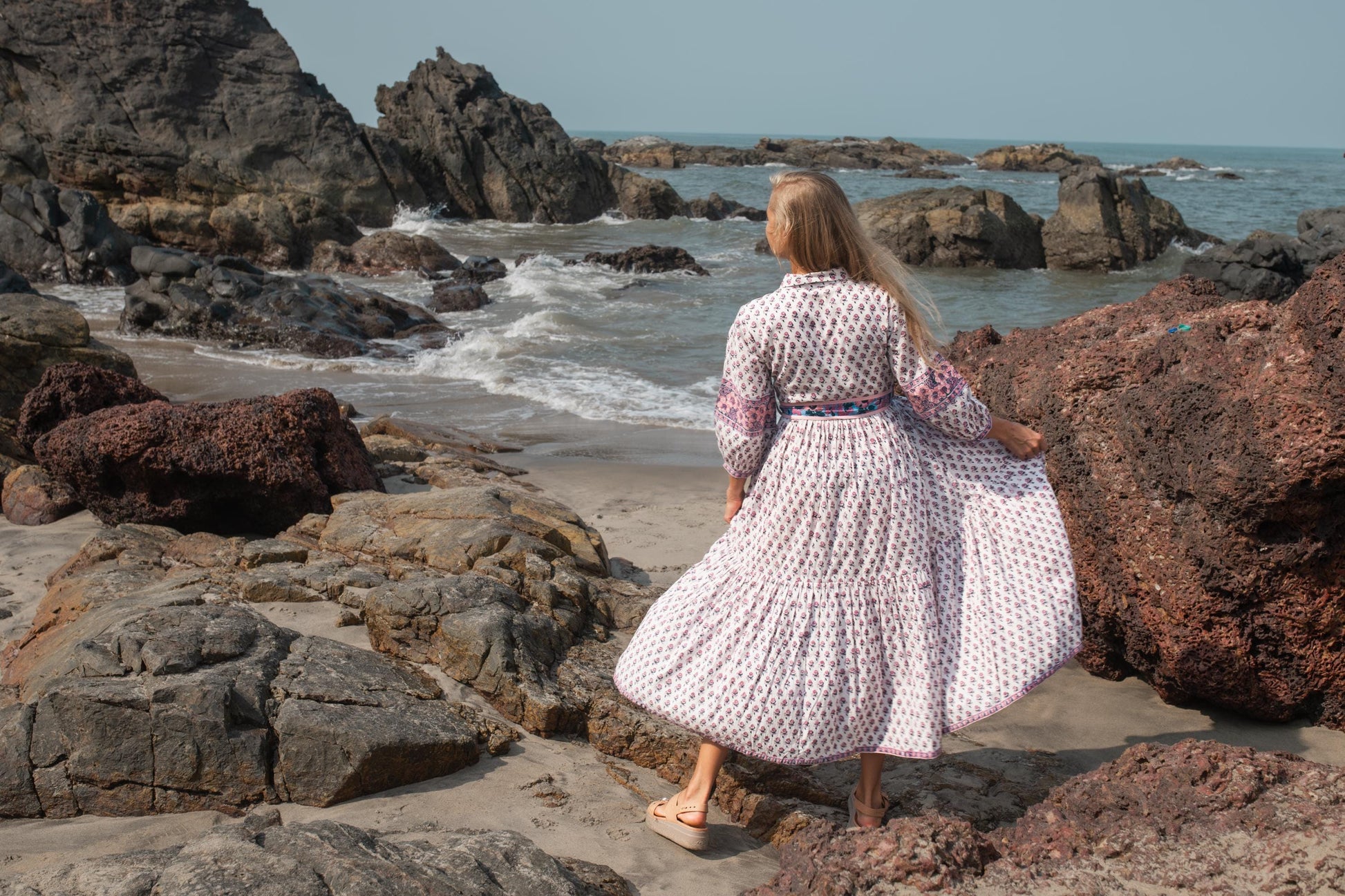 Floral Hand Block Print Maxi Dress | Boho Long Belt Cotton Dress | Summer Beach Dresses | Indian Print Modern Custom Dress Gift For Mother