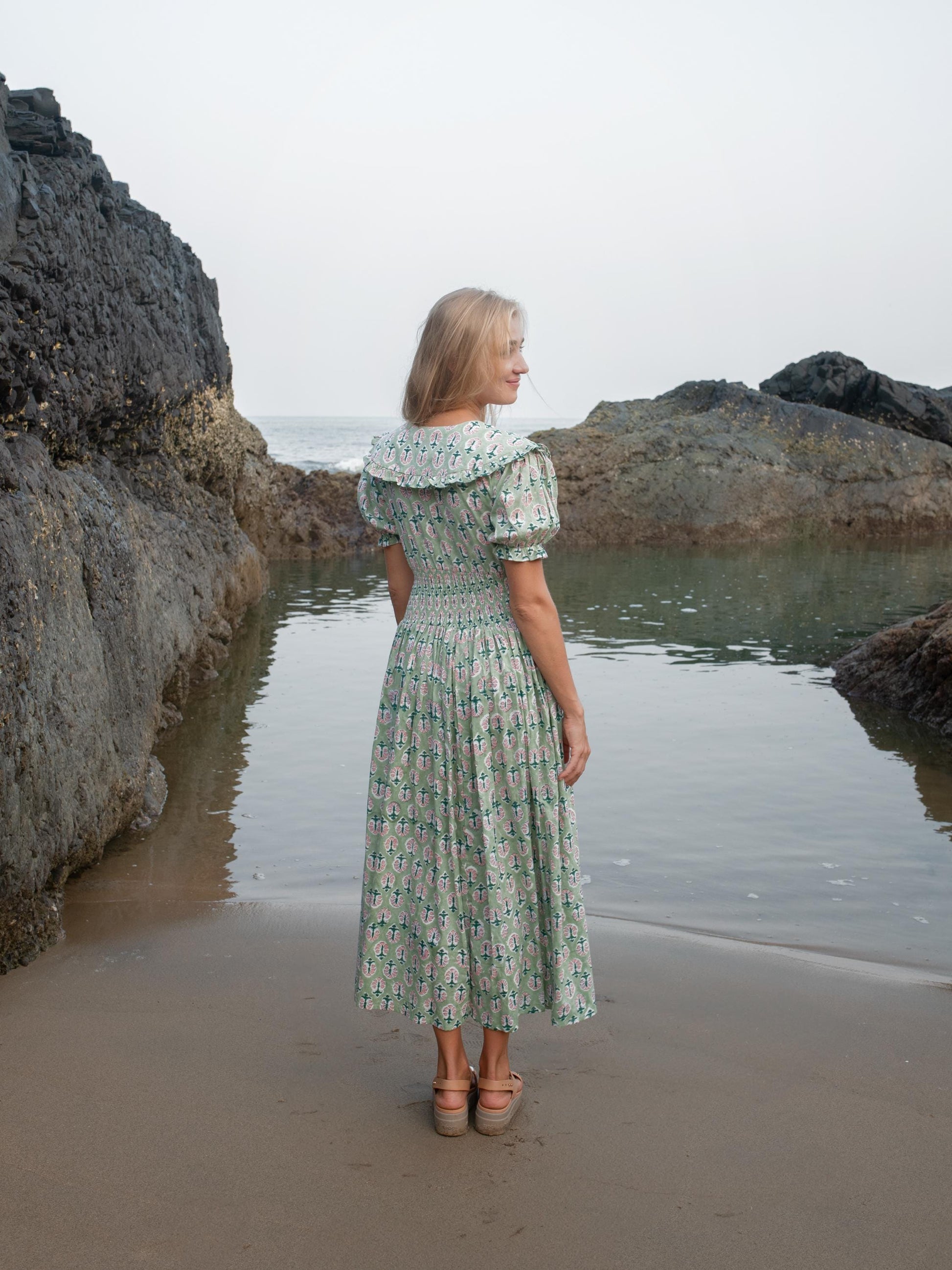 Cotton Long Maxi Warp Dress, Indian Block Print Dress, Bridesmaid Cotton Custom Comfy Dress, Boho Puff Sleeve Dress, Honeymoon Wedding Dress