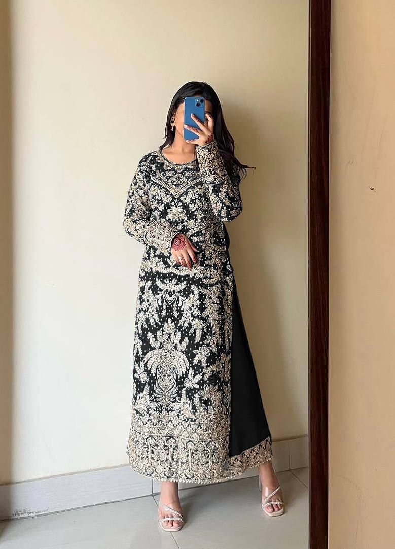 Presenting New Collection In Heavy Georgette Top-Plazzo And Dupatta Set Fully Stitched Ready To Wear