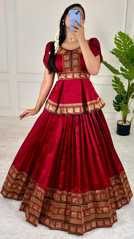 Elegant Jacquard Silk Lehenga Choli Set with Canvas Pata