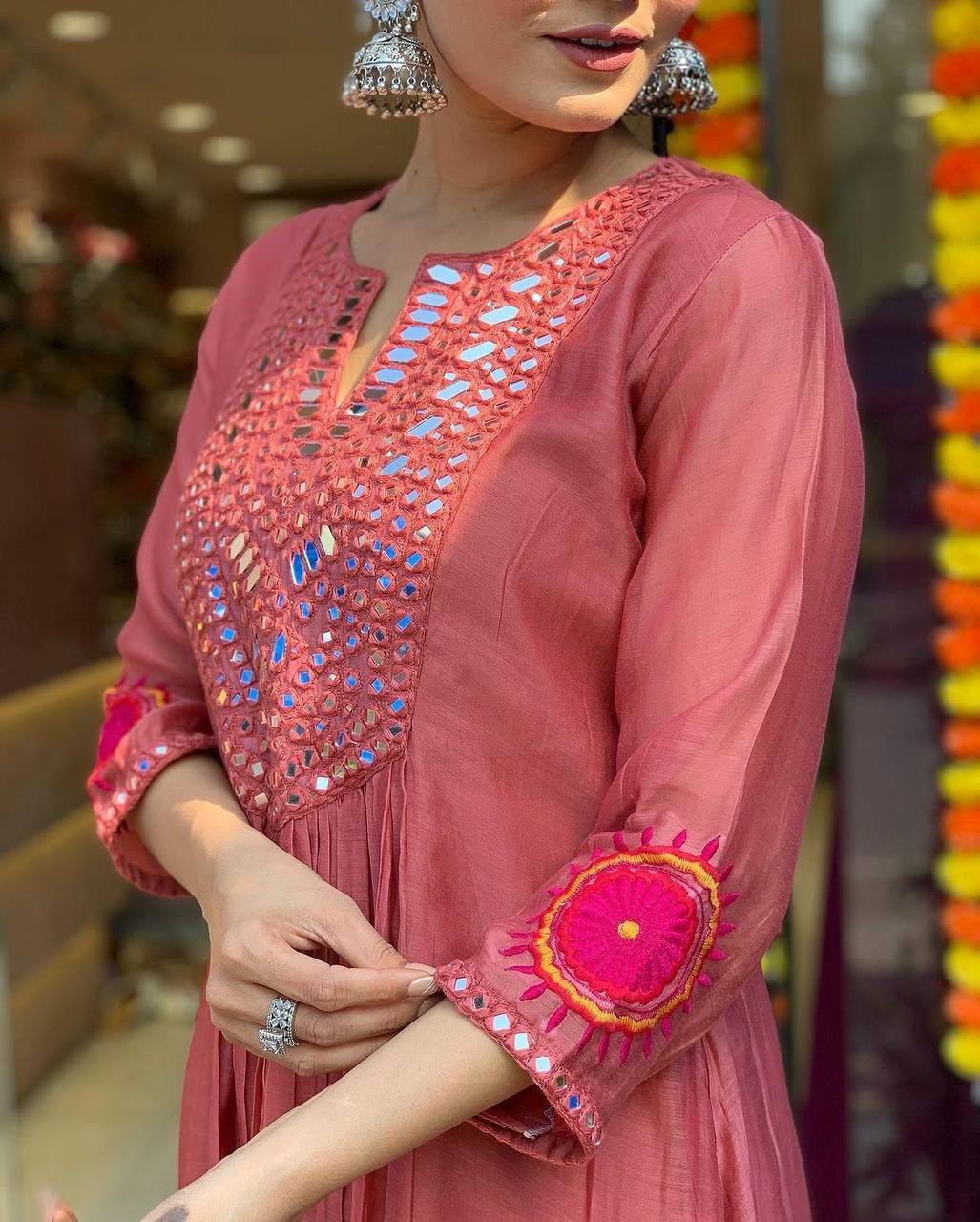 Designer muslin silk kurta pant with dupatta sets