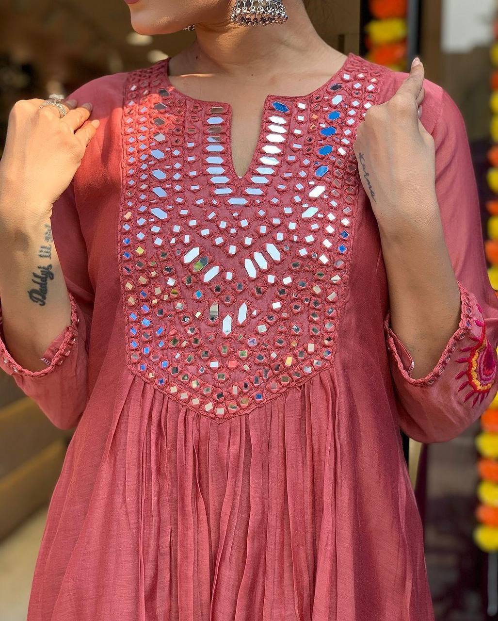 Designer muslin silk kurta pant with dupatta sets