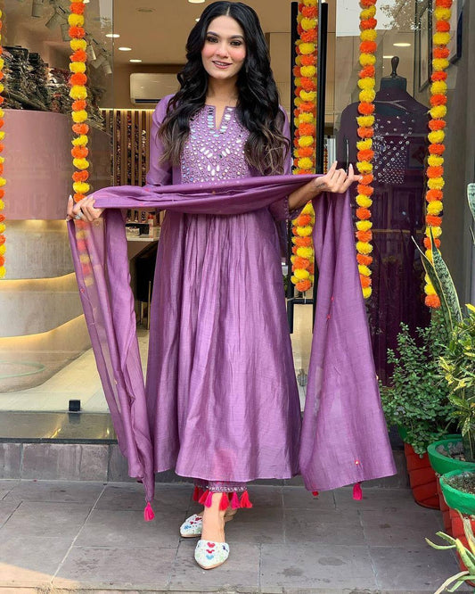 Designer muslin silk kurta pant with dupatta sets