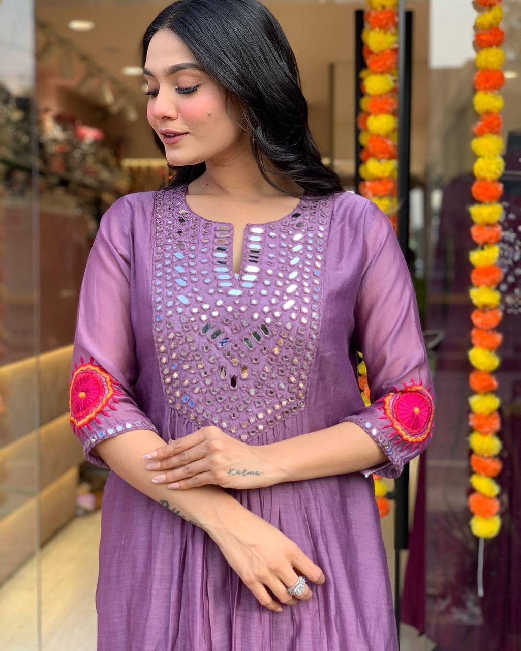 Designer muslin silk kurta pant with dupatta sets