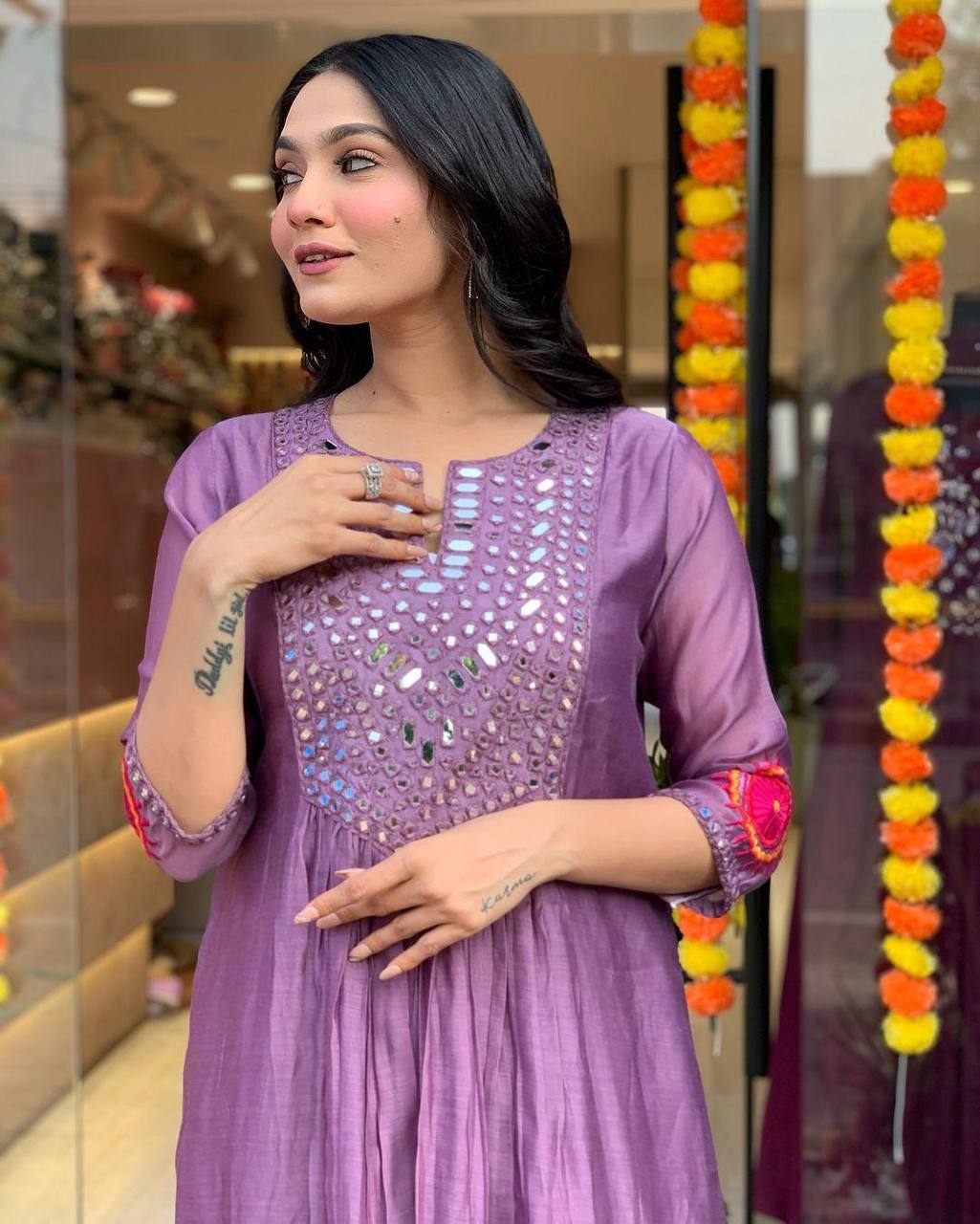 Designer muslin silk kurta pant with dupatta sets