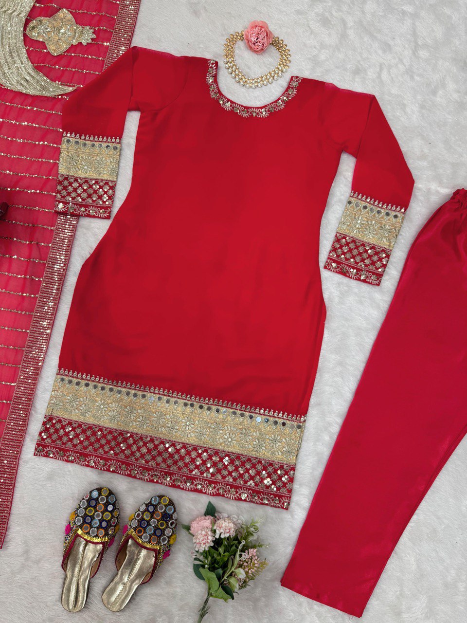 "Elegant Allure: Threadwork & Mirror Magic"