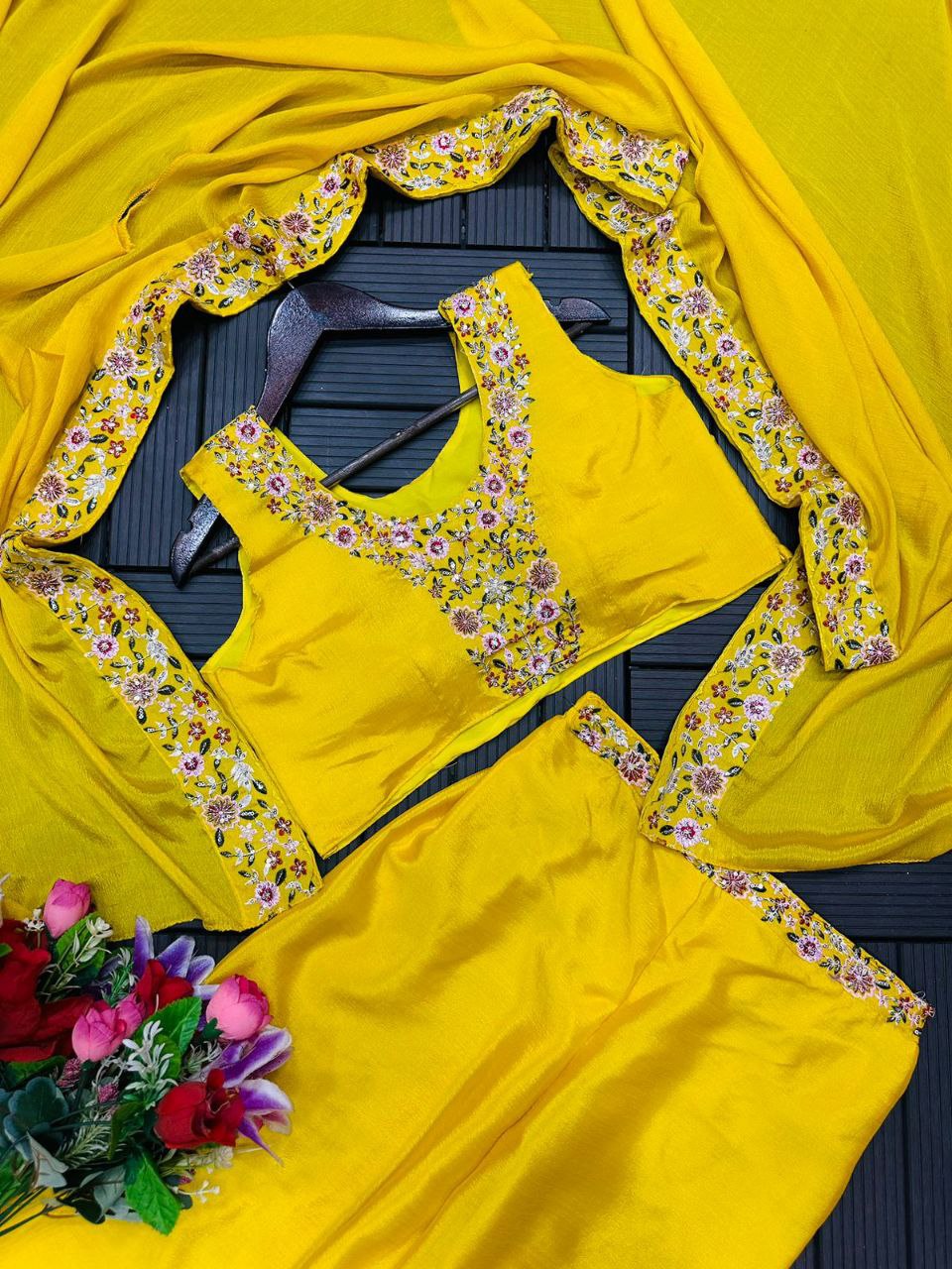 "Elegant Indo-Western Sharara Set with Sequin Embroidery"