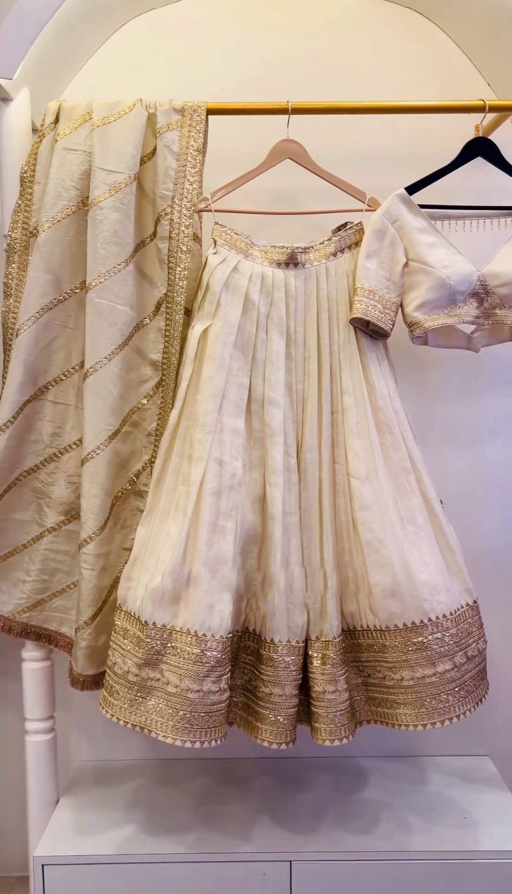 "Elegant Heavy Chinon Silk Lehenga Set with Intricate Embroidery & Sequence Work"