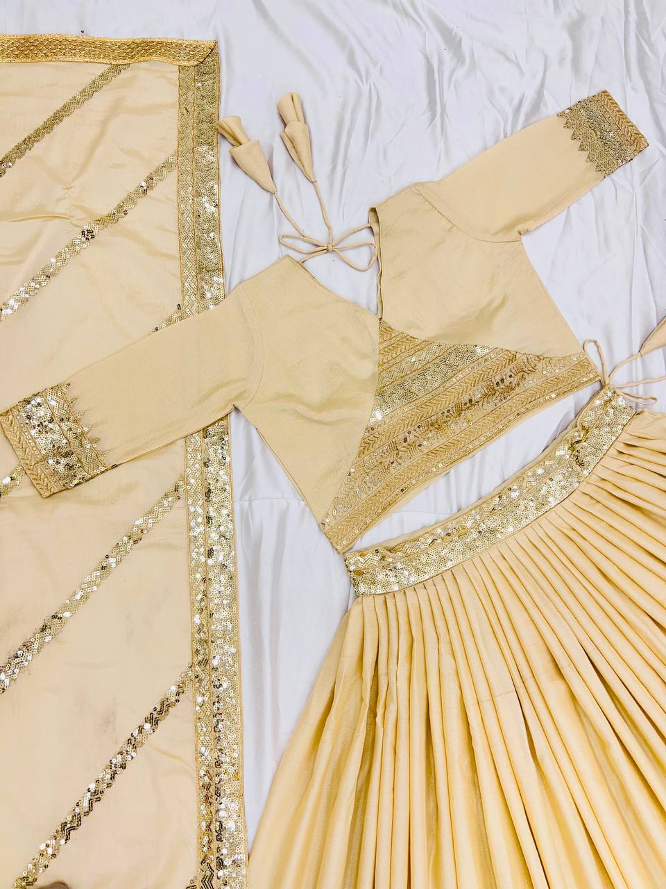 "Elegant Heavy Chinon Silk Lehenga Set with Intricate Embroidery & Sequence Work"