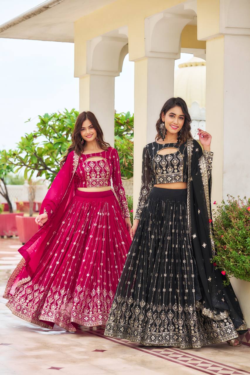 Faux Georgette Choli Lehenga with Dupatta