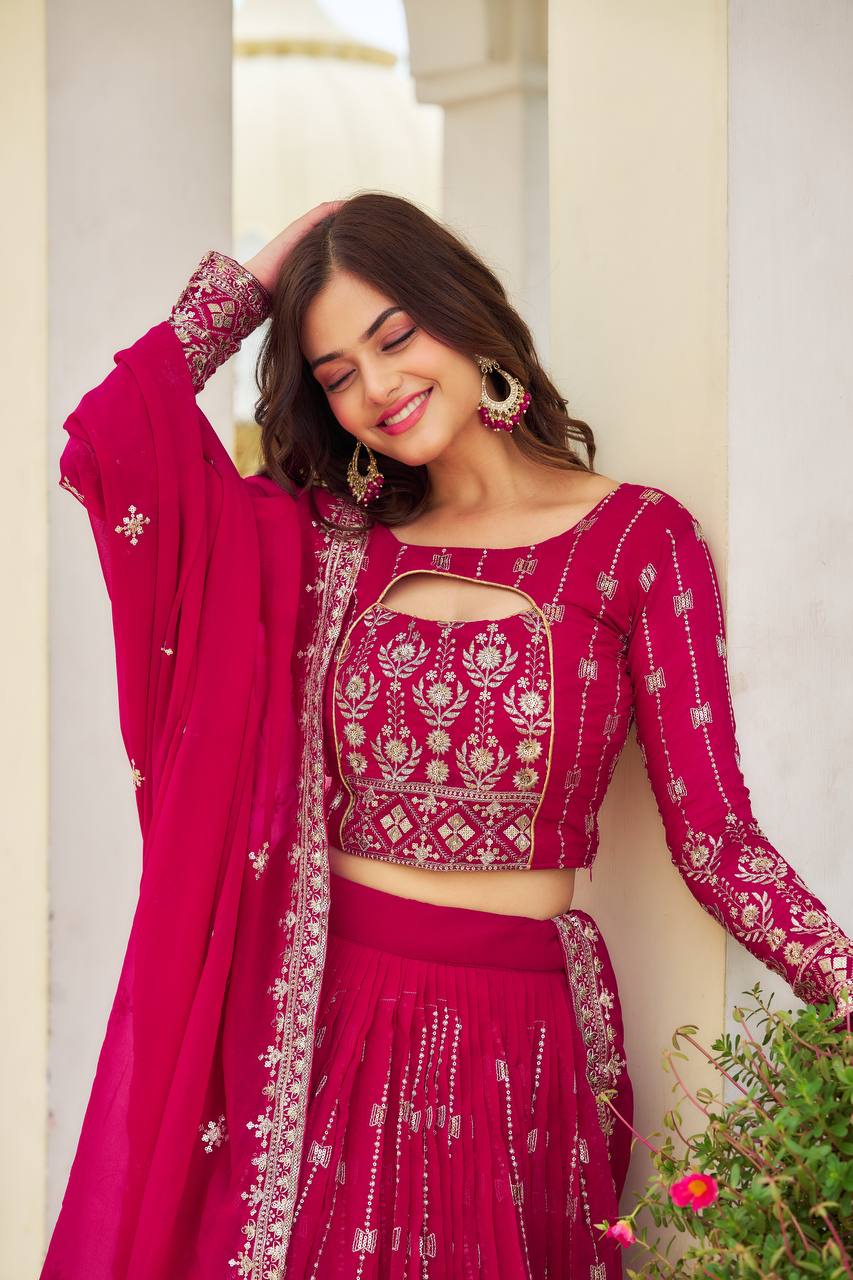 Faux Georgette Choli Lehenga with Dupatta