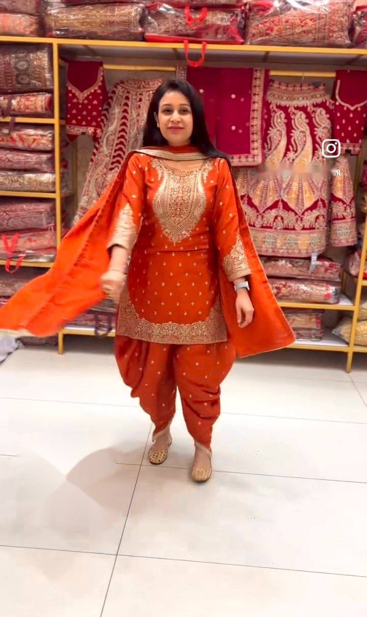 "Elegant Cinon Silk Ensemble with Heavy Embroidery and Sequence Work"