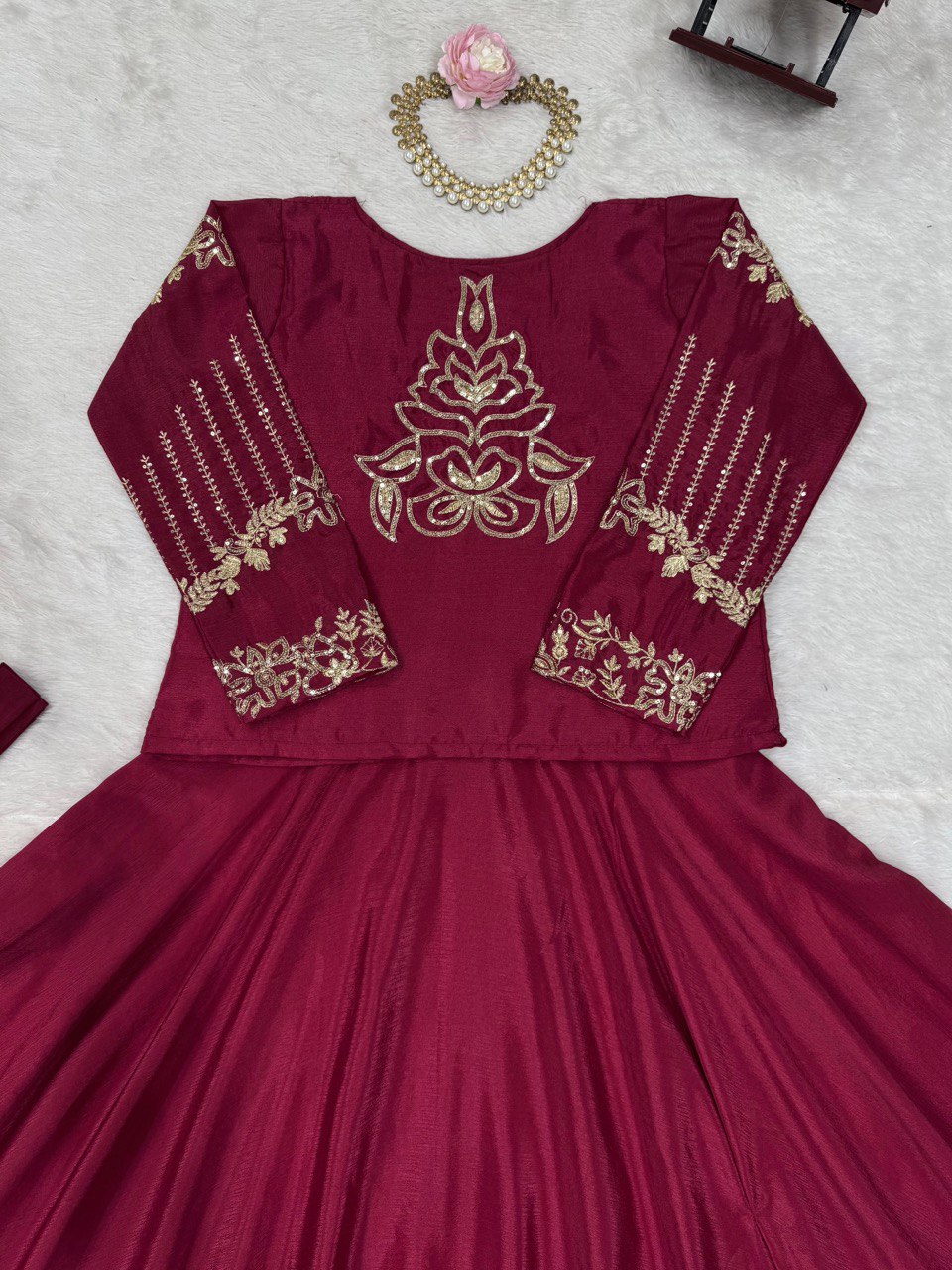 "Elegant Chinon Silk Lehenga Set with Intricate Thread & Sequence Work"