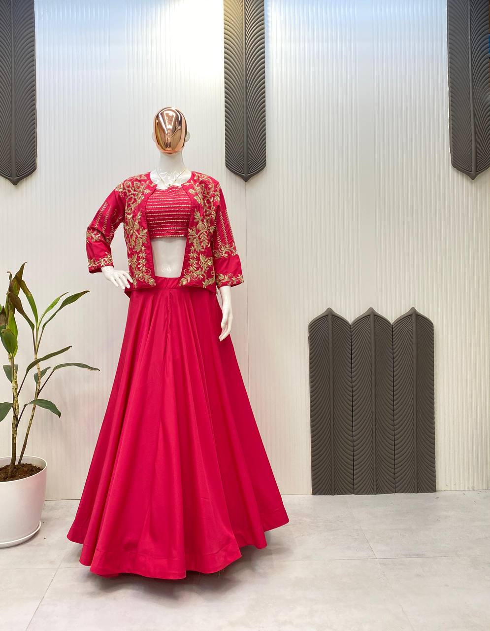 "Elegant French Crêpe Lehenga Set with Sequence Embroidery"