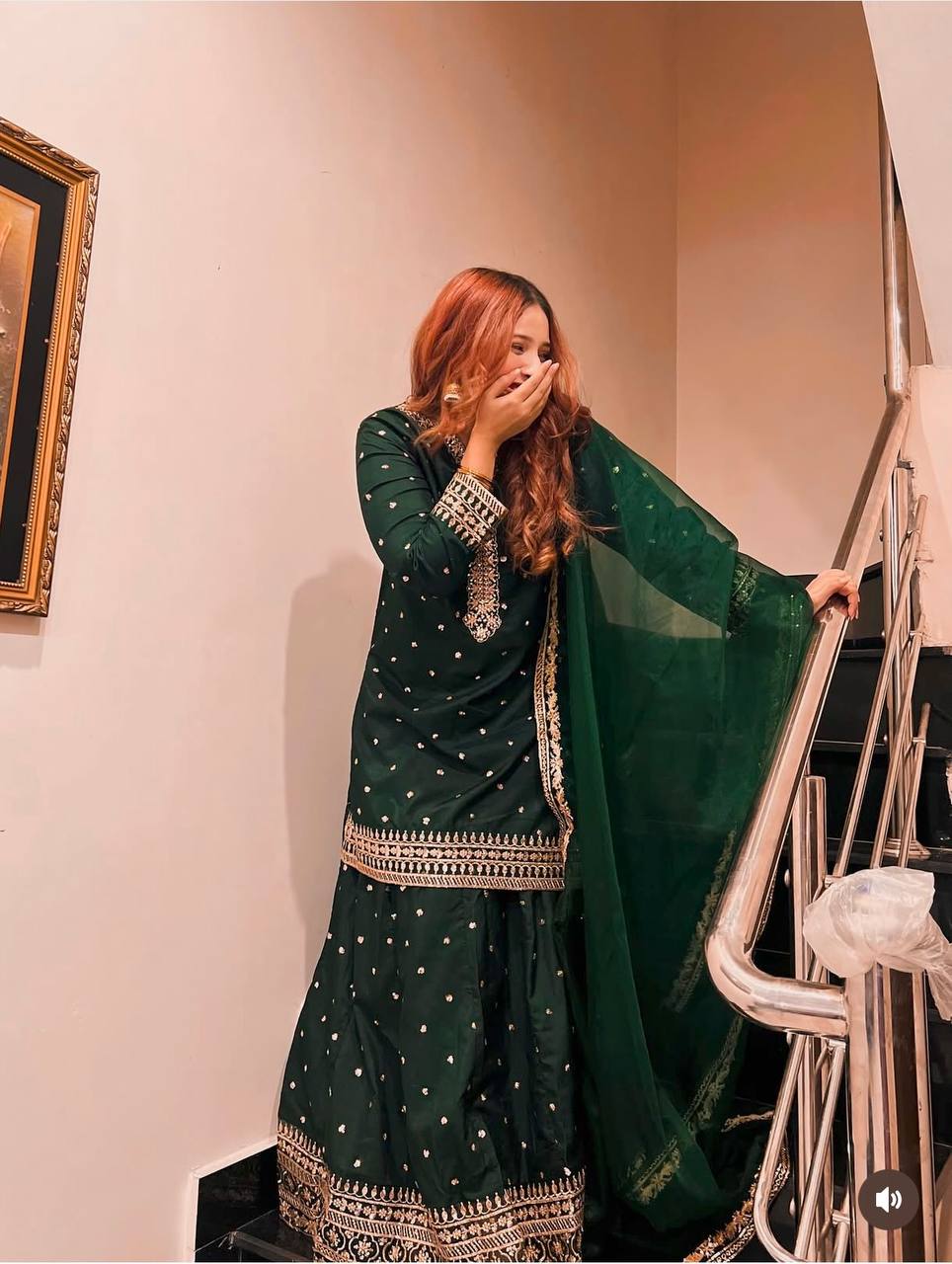 "Exquisite Pure Cinon Silk Ensemble with Heavy Embroidery & Sequence Work"