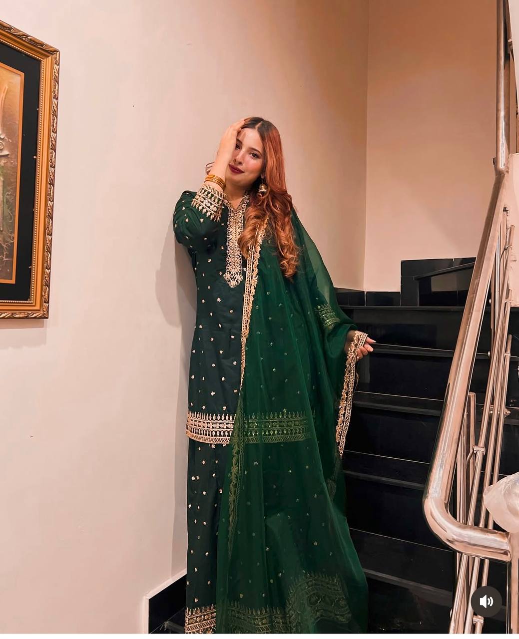 "Exquisite Pure Cinon Silk Ensemble with Heavy Embroidery & Sequence Work"