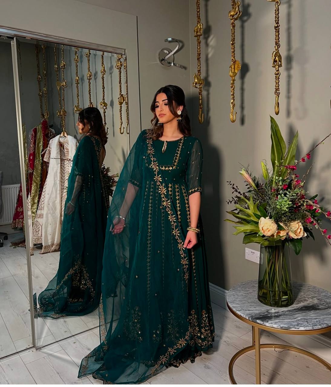 "Elegant Gwon Set with Heavy Embroidery & Sequins Detailing"