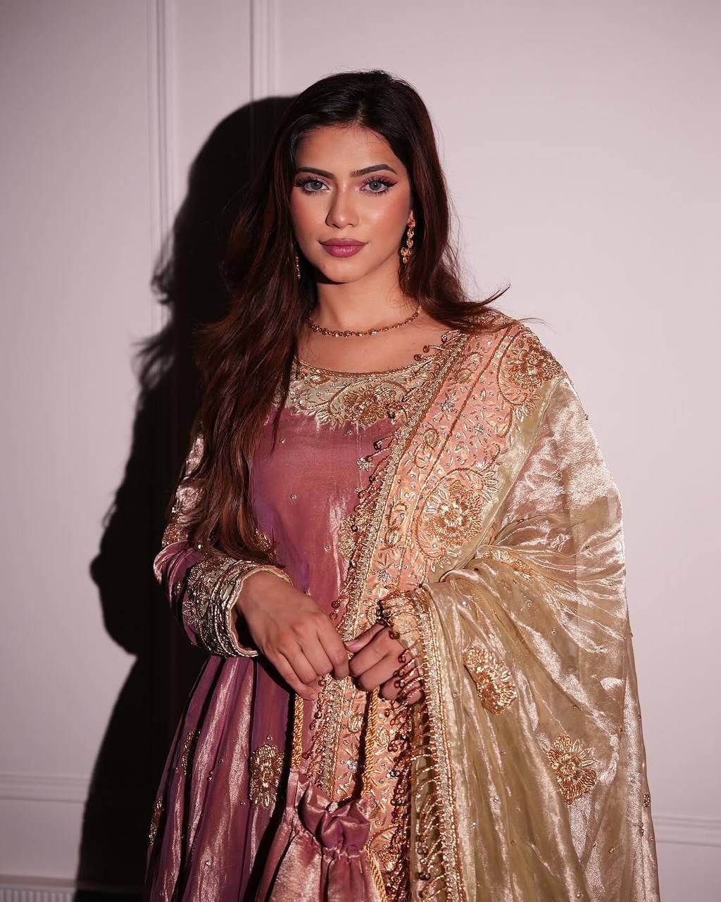 "Elegance in Silk: The GWON, Pent & Dupatta Set"