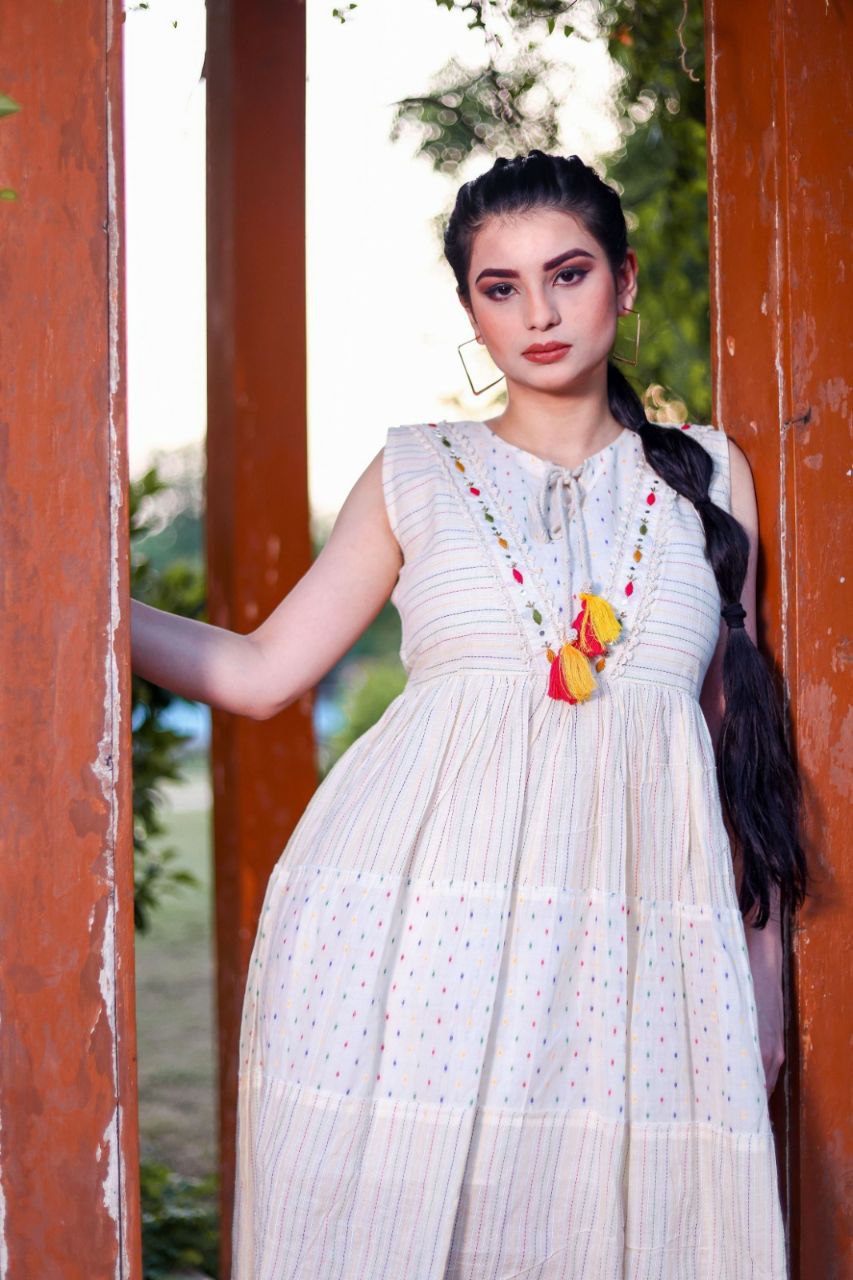 Elegant Pure Khadi Cotton Suit Set with Multi-Thread Hand Work