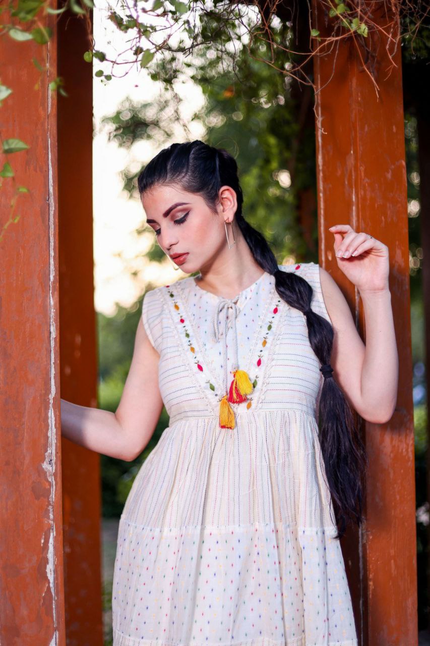 Elegant Pure Khadi Cotton Suit Set with Multi-Thread Hand Work